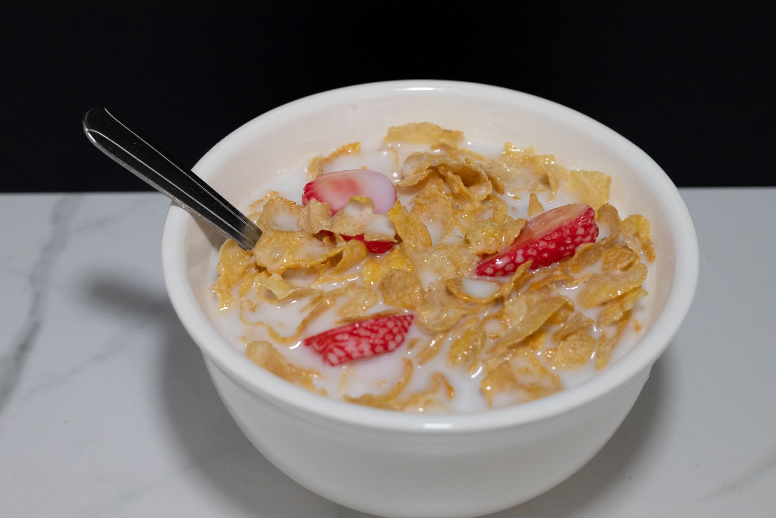 Fake Bowl of Cornflakes with Strawberries
