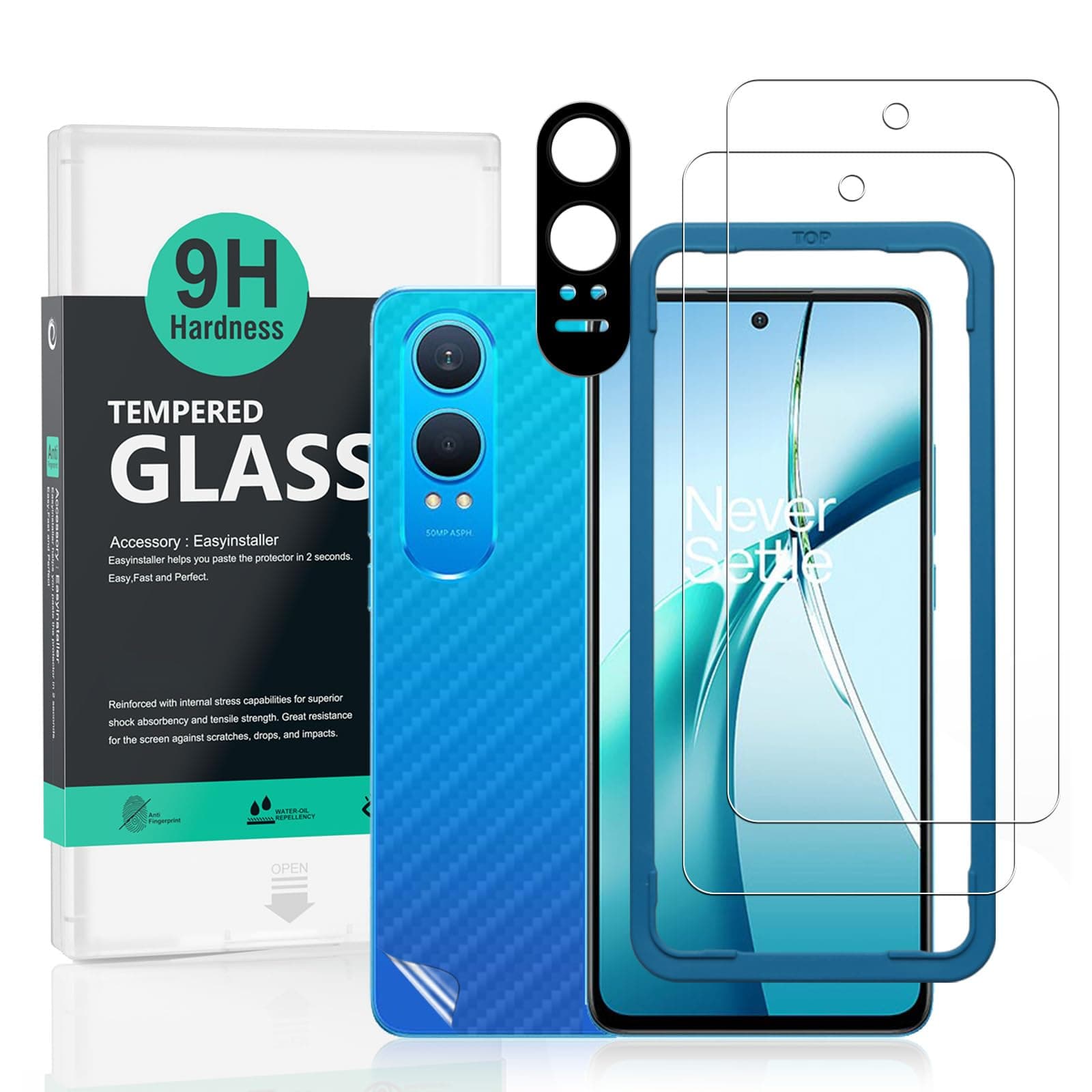 Ibywind for OnePlus Nord CE4 Lite 5G Screen Protector,2 Pack,9H Hardness Tempered Glass and Camera Lens Protector,with Alignment Frame,Full Coverage,Bubble Free,Fingerprint Unlock,Scratch Resistant