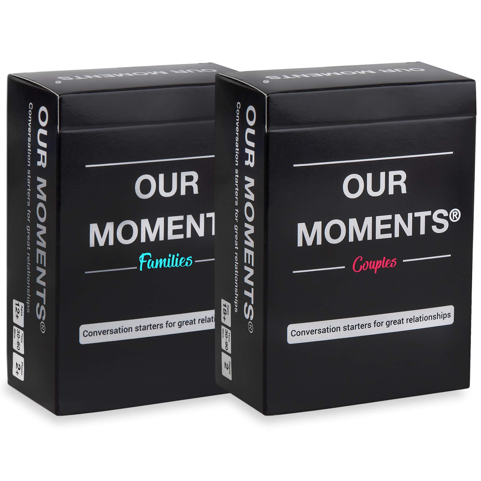 OUR MOMENTS All-Family Bundle: 200 Thought Provoking Conversation Starters for Couples and for Parent to Child/Grandparent to Grandchild Meaningful Communication - (2 Decks: Couples + Families)
