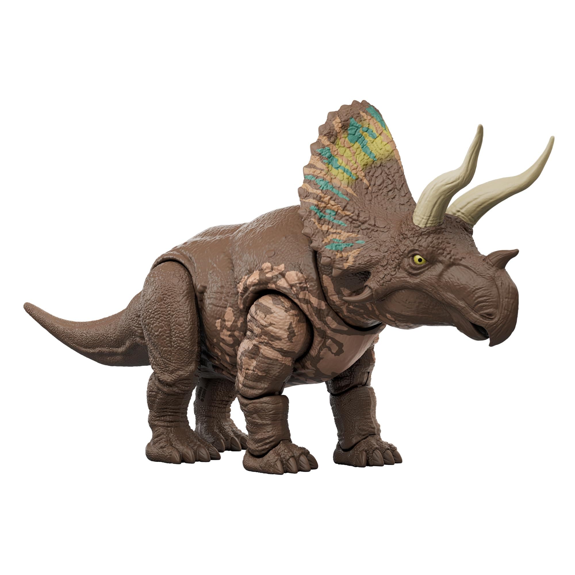Mattel Jurassic World Big Action! Eotriceratops JGB93 Children's Figure, Dinosaur Toy, Moving, Large, Total Length: Approx. 14.0 inches (35.6 cm), Ages 4 and up, Brown