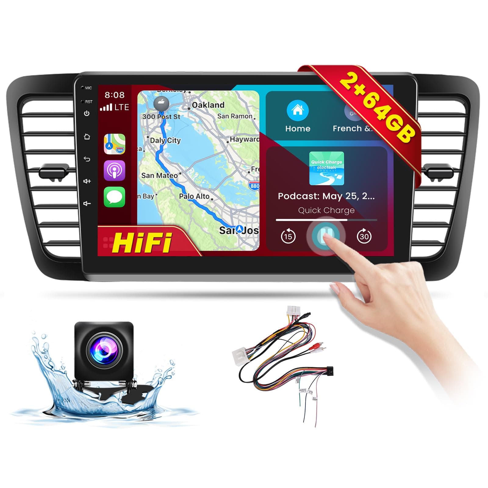 Hikity 2+64G Android 13 Car Stereo for Subaru Legacy Outback 2005-2009 Radio Support Wireless Apple CarPlay Android Auto Mirror Link, 9 Inch Touchscreen Car Radio Bluetooth Car Audio GPS WiFi HiFi