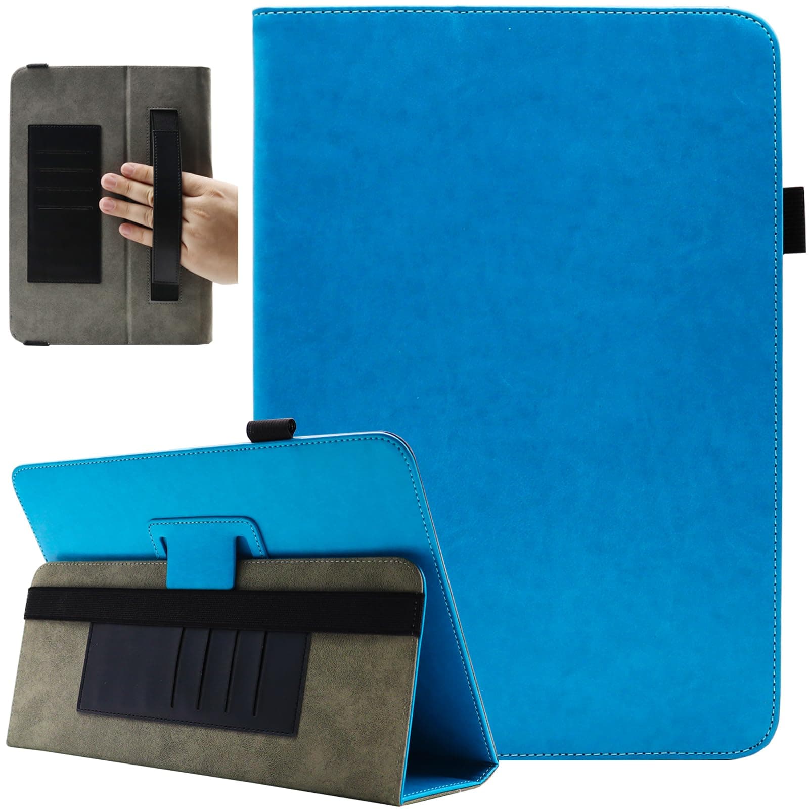 Universal 10 Inch Tablet Case, Universal 10.1 Inch Tablet Case, Viclowlpfe Protective Folio Stand Android Case for 9.6-11 Inch Tablet with Hand Strap and Cards Slots, Blue