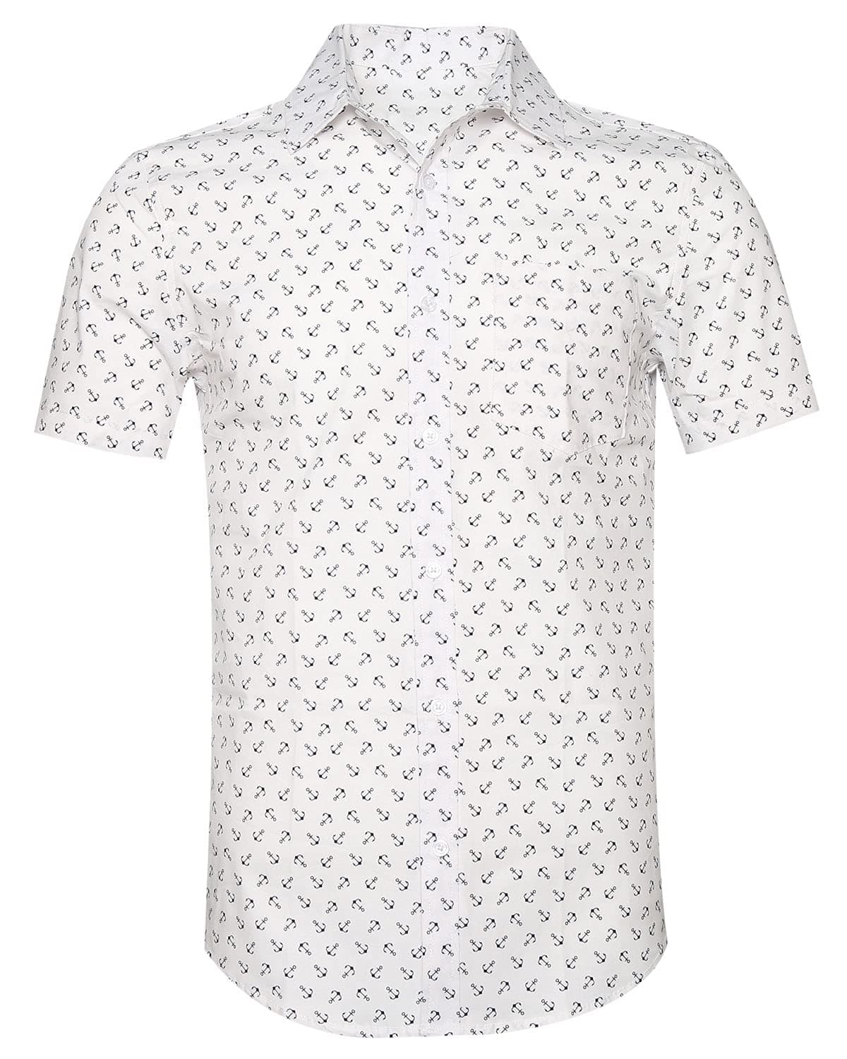 Men's Casual Short Sleeve Printing Pattern Button Down Shirt