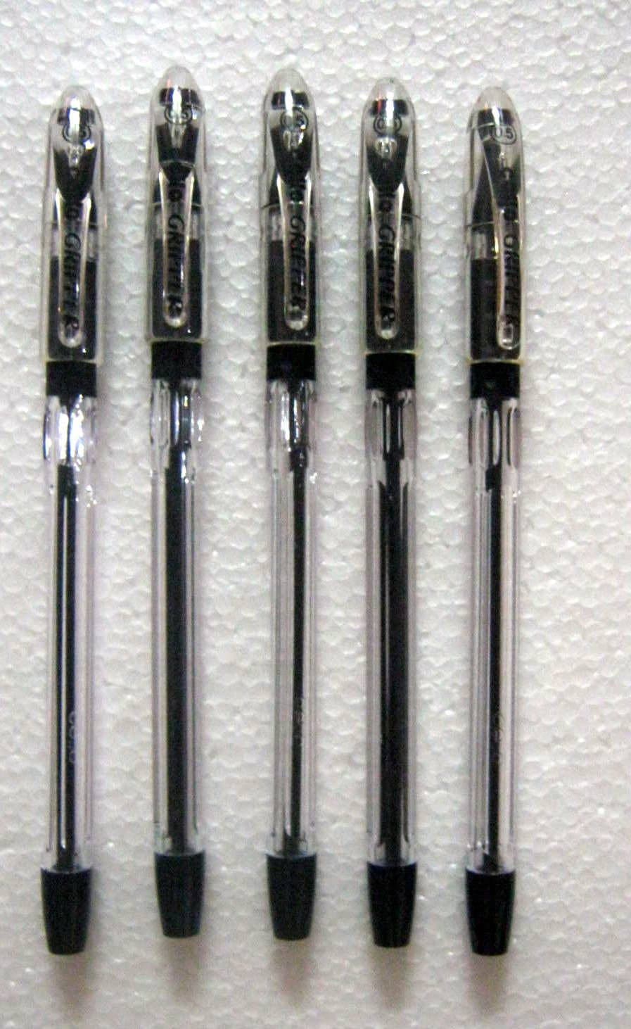 Set of 5 Cello Gripper Black Ink Ball Pen - Original Brand New - India