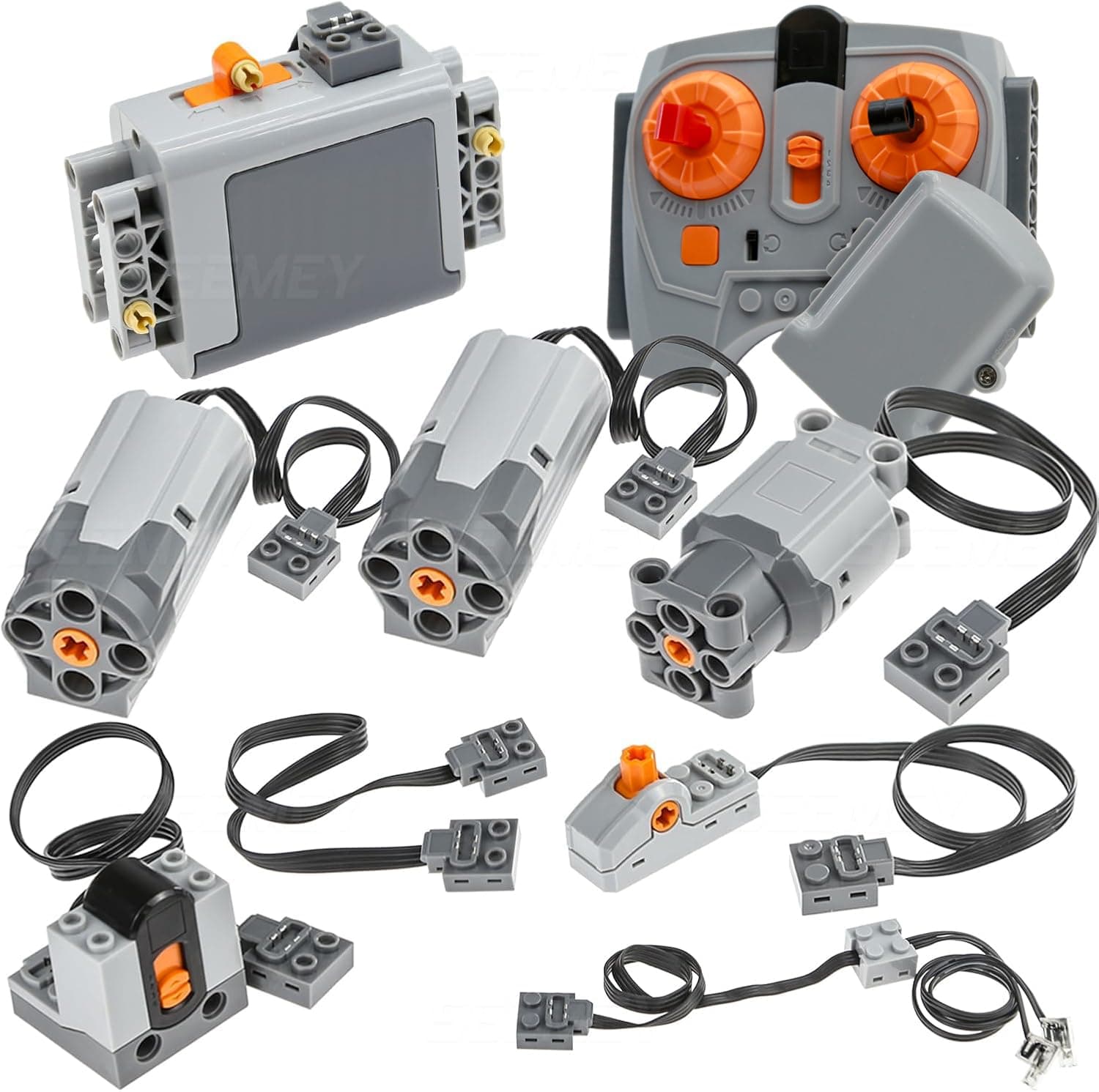 9PCS technical-parts, Power-Function-parts-Set Battery-box Infrared-Adjustable-SpeedRemote-Controller-Receiver L-motor-M-motor Compatible with LEGO-motors