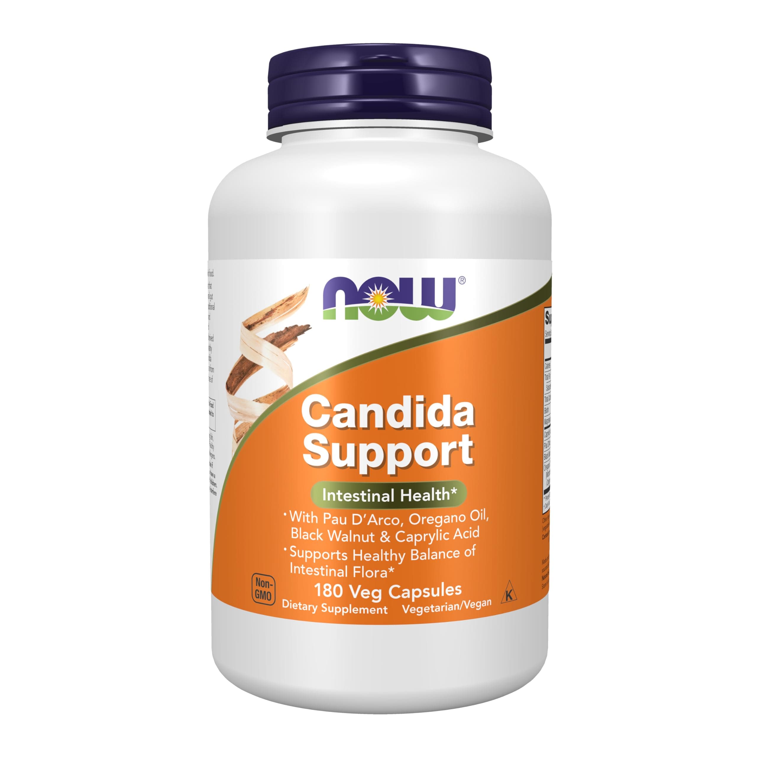 NOW Foods Supplements, Candida Support with Pau D'Arco, Oregano Oil, Black Walnut & Caprylic Acid, 180 Veg Capsules