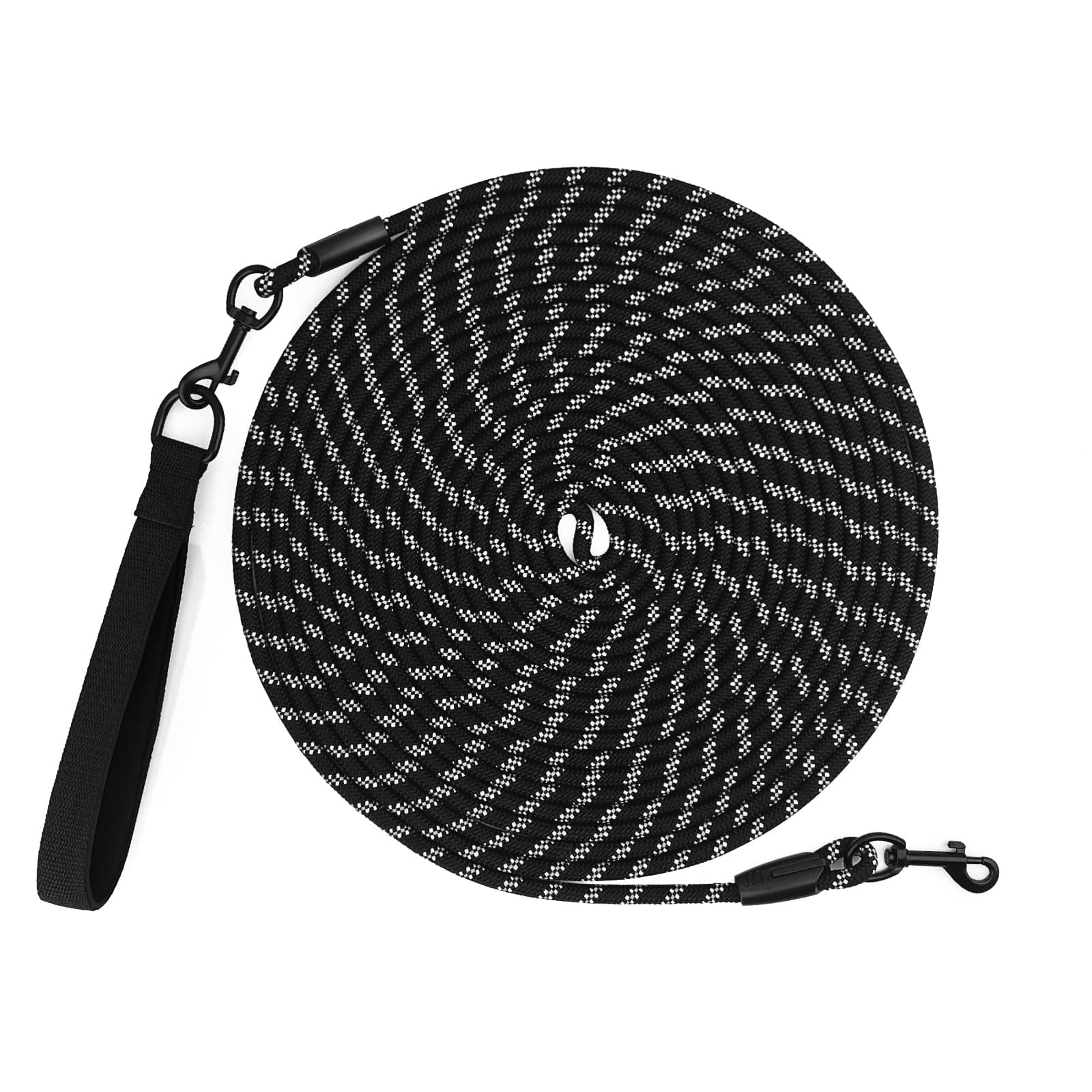 Dog Training Lead, 5M 10M 20M 30M Strong Rope Long line Dog Lead Leash Reflective Recall Training Leads with Soft Padded Handle Walking Leash for Large Medium Small Puppy Dog (Black, 10m/33ft)