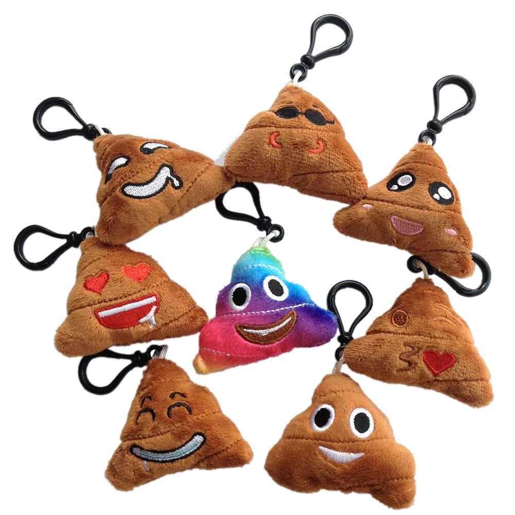 2" Mini Emoji Poop Keychain School Backpack Accessory Poop Plush Keychains(8pcs)