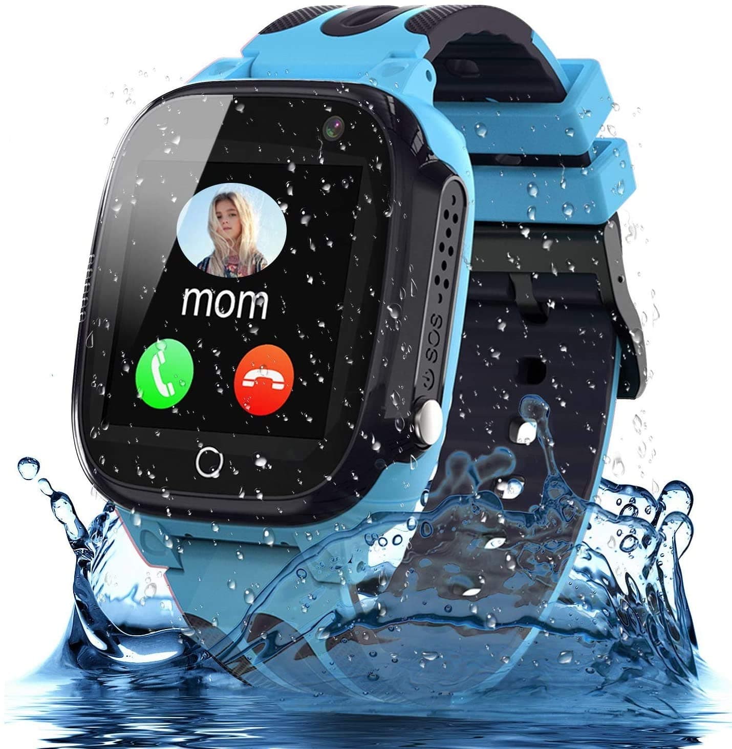 Jslai Kids Smart Watch Phone,LBS Waterproof Tracker Smartwatch for 3-12 Boys Girls with SOS Call Camera Touch Screen Game for Childrens Gift Holiday Learning Toys (blue)