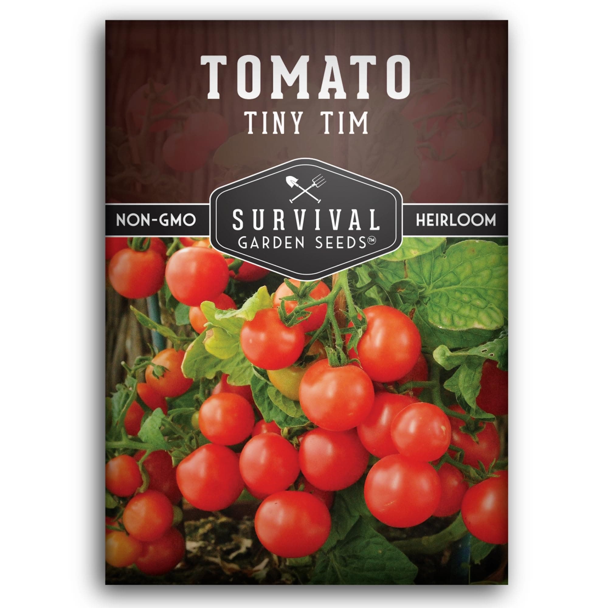 Tiny Tim Tomato Seeds - Dwarf Cherry Tomatoes for Planting Indoors or Patio, Compact Heirloom Variety for Containers, High Yield, Non-GMO - Survival Garden Seeds (1 Pack)