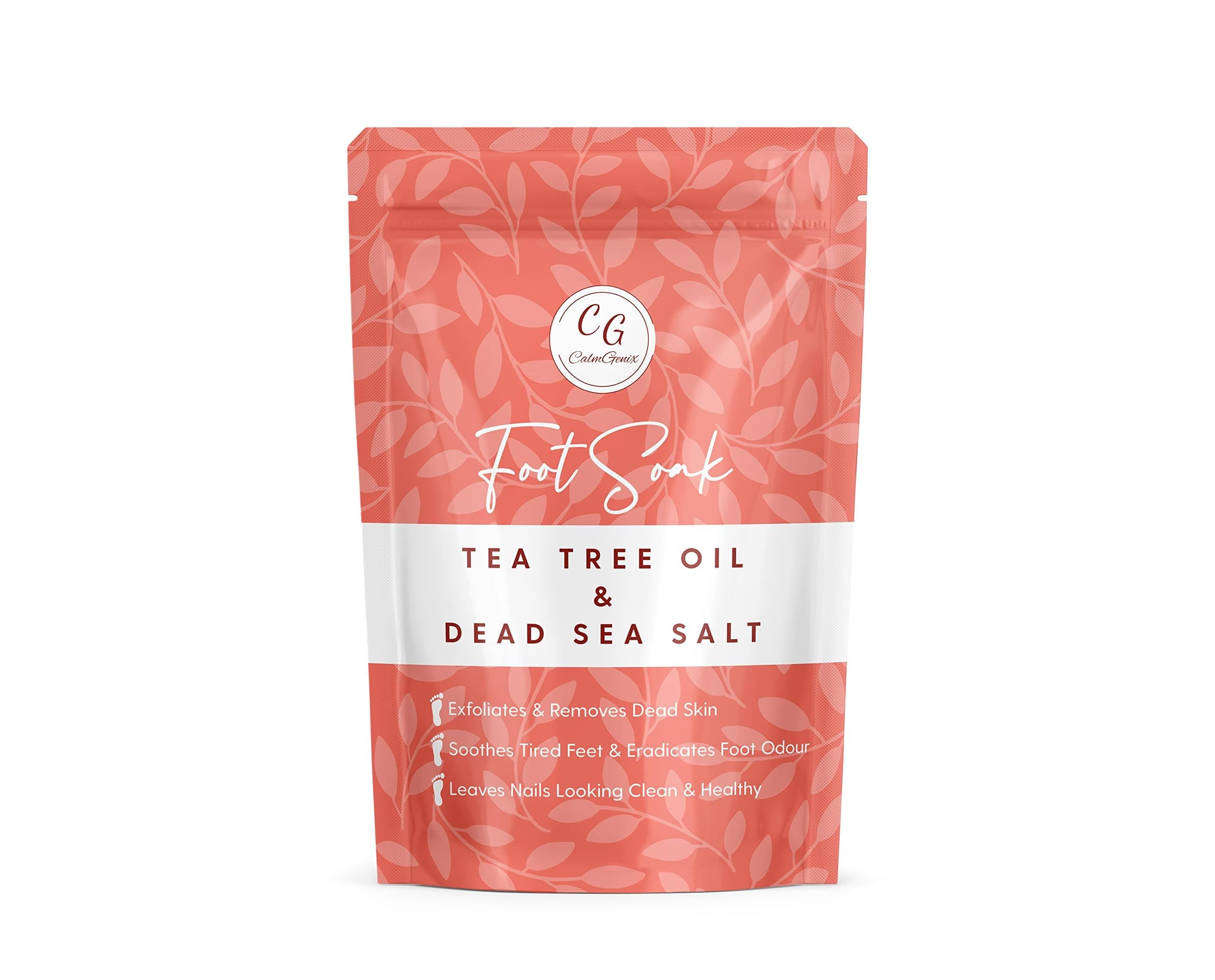 CalmGenix Foot Soak with Tea Tree Oil & Dead Sea Salt | Nail Soak & Foot Soak for Fungal Nail, Foot Spa Bath | Foot Moisturiser & Deodorizer Feet Soak | Exfoliating Foot Soak for Hard Skin