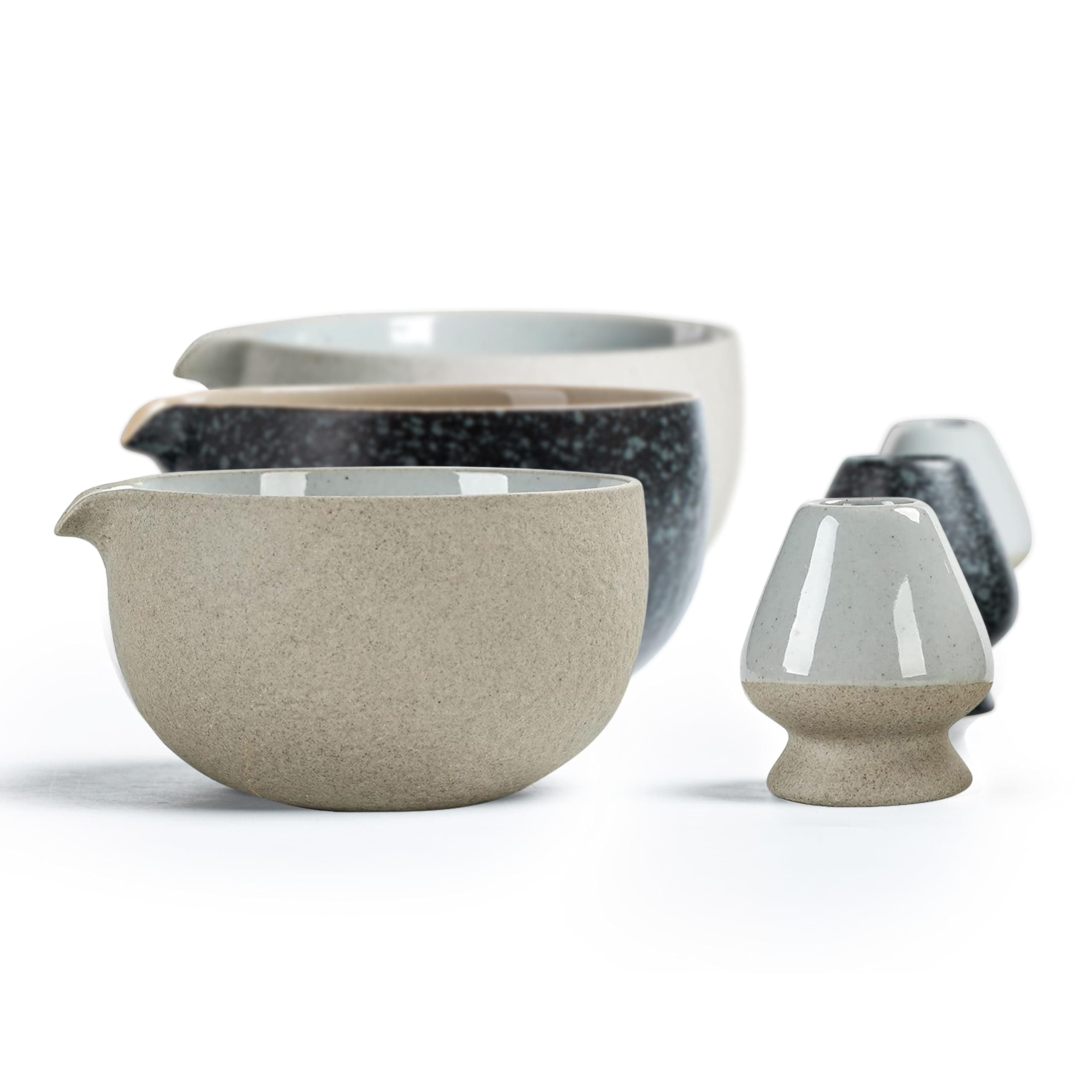 TEANAGOO Japanese Natural Rock Texture Matcha Bowl with Whisk Holder, 18 OZ. K12, Dk.Grey, Chawan Matcha Tea Bowl, Ceramic Bowl, Tea Bowls for Matcha, Chawan, Traditional Ceremonial Accessories