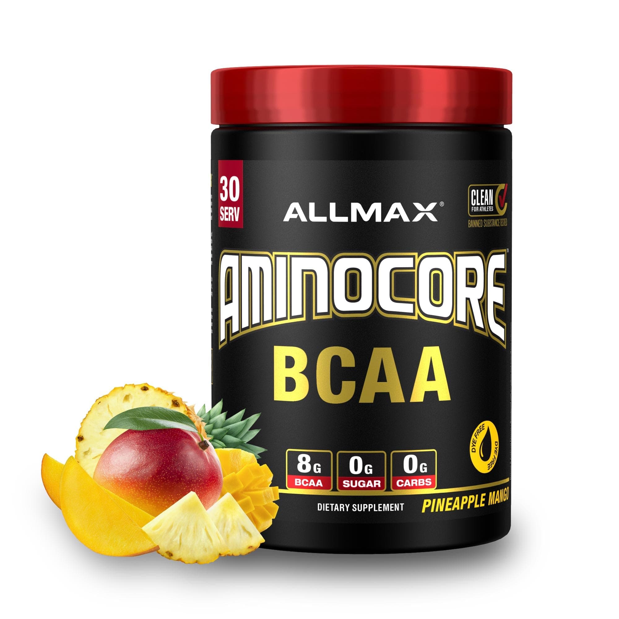 AMINOCORE BCAA Powder for Workout Muscle Recovery & Increased Endurance - Sugar Free, No Fillers 8.18 Grams Bcaas Amino Acids, B Vitamins for Women and Men - 30 Servings | Pineapple Mango, 345g