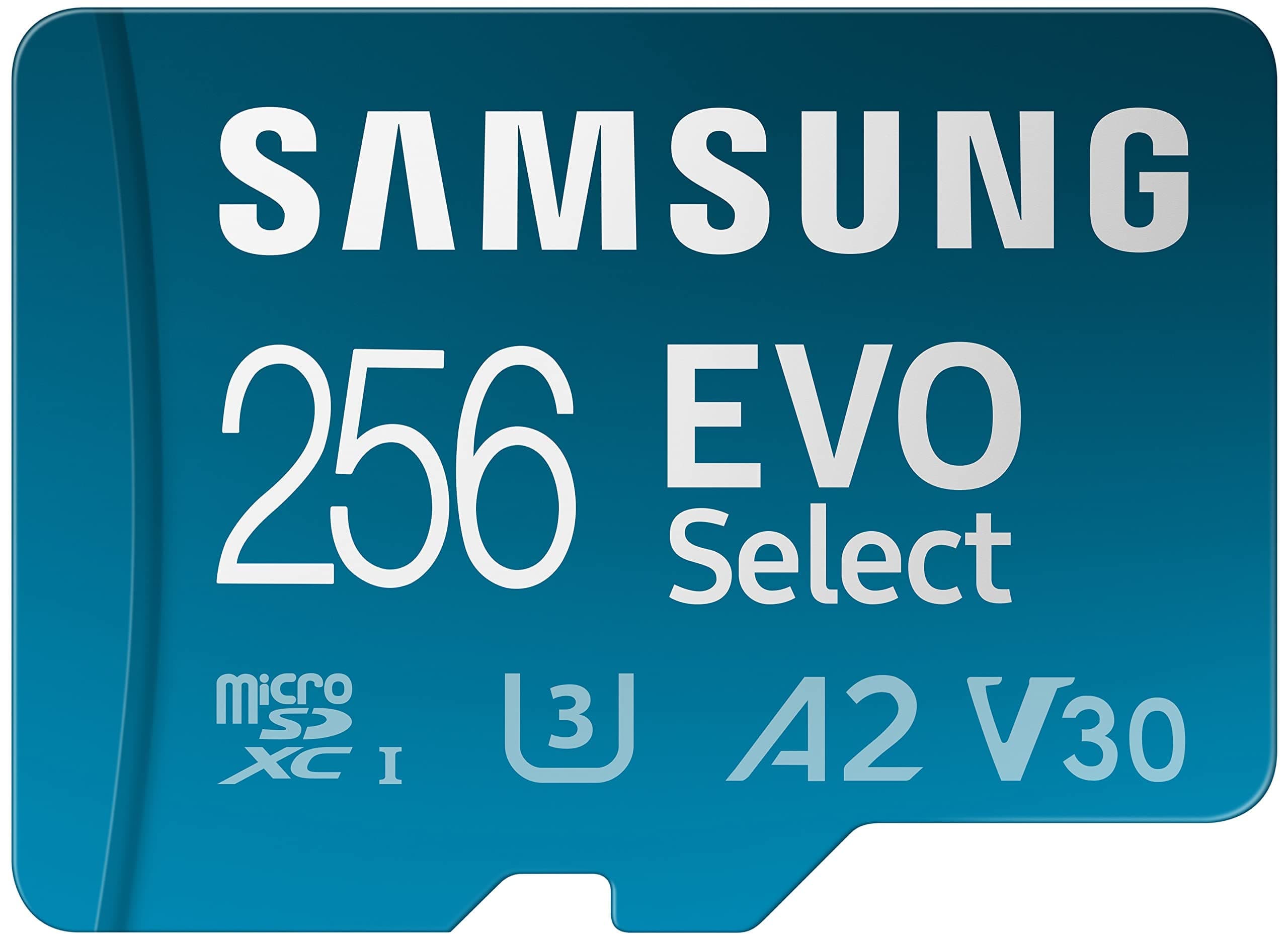 EVO Select Micro SD-Memory-Card + Adapter, 256GB microSDXC 130MB/s Full HD & 4K UHD, UHS-I, U3, A2, V30, Expanded Storage for Android Smartphones, Tablets, Nintendo-Switch (MB-ME256KA/AM)