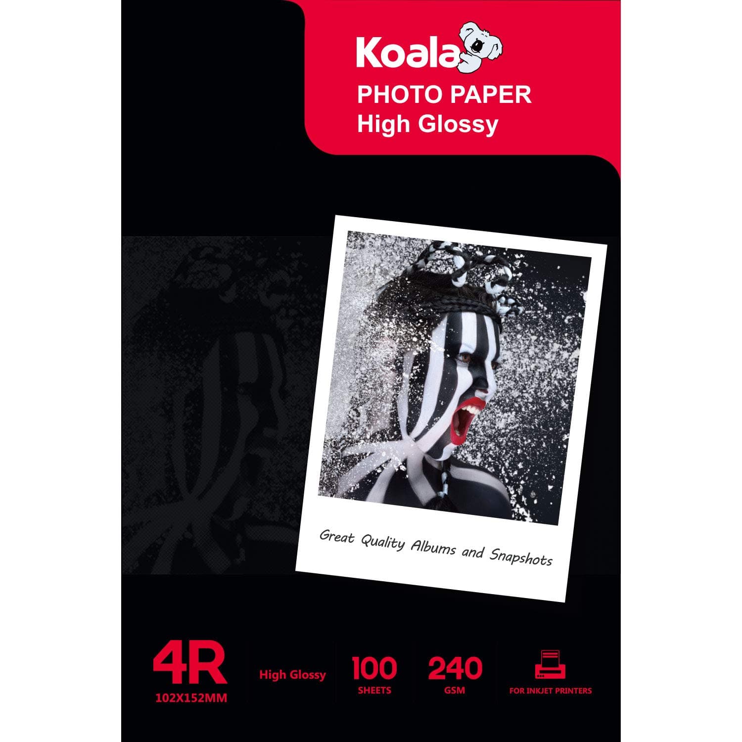 KOALA Inkjet Photo Paper 6x4" 10x15cm Glossy 100 Sheets 240 GSM