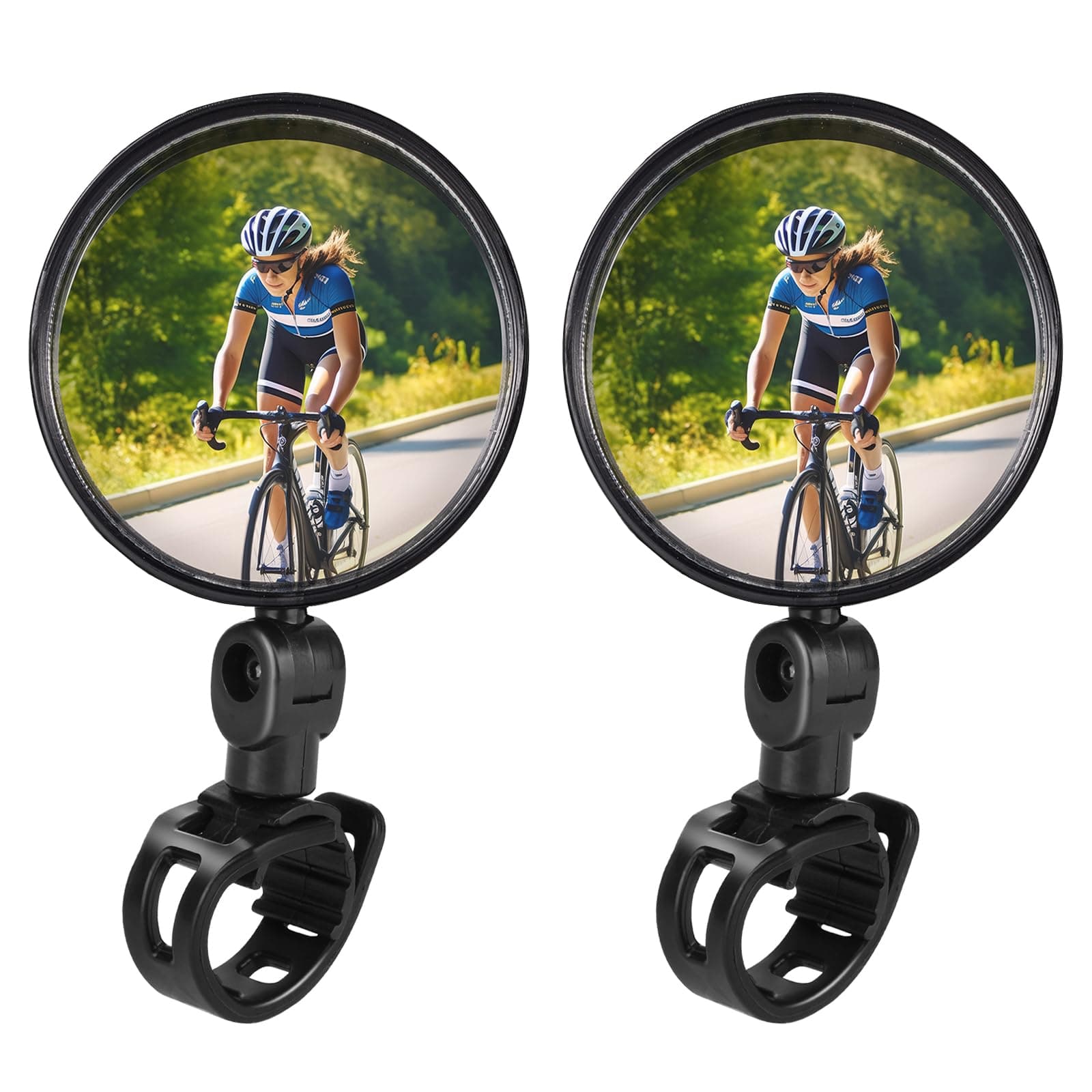 TAGVO Bike Mirror, Bicycle Cycling Rear View Safe Mirrors, Adjustable Rotatable Handlebars Mounted Plastic Convex Mirror for Mountain Road Bikes