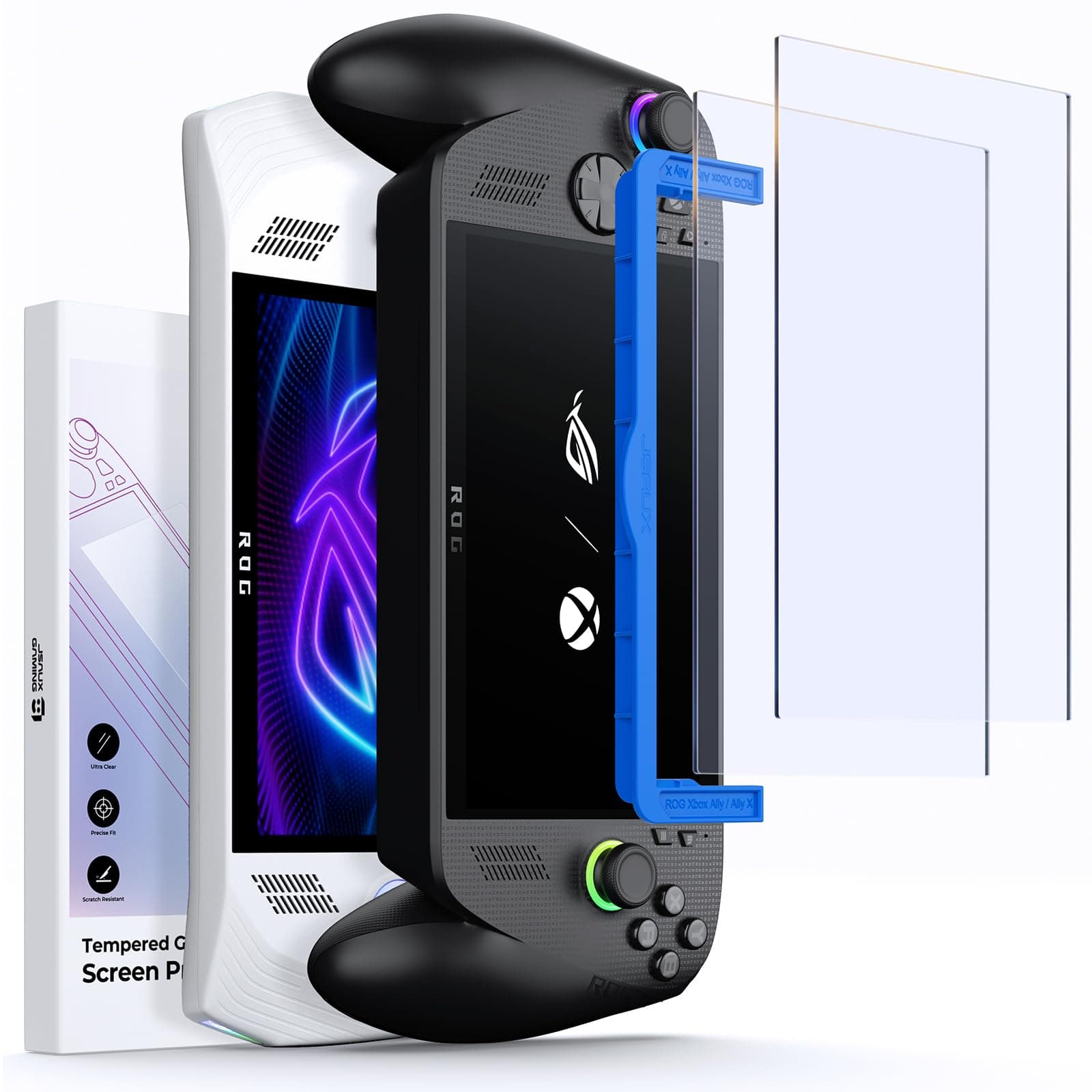 Anti-Glare Glass Film [Set of 2] Compatible with ROG Xbox Ally / ROG Xbox Ally X (2025) / ROG Ally Matte 9H Hardness Tempered Glass 7" Full Body Protective Film - Guide Frame Not for Xbox Ally