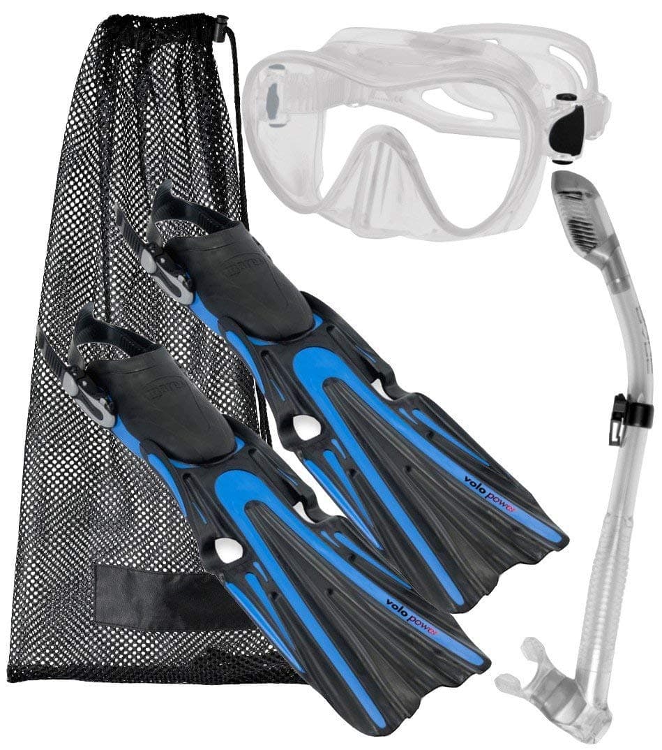 Mares Volo Power Fin Mask Snorkel Scuba Diving Gear Set