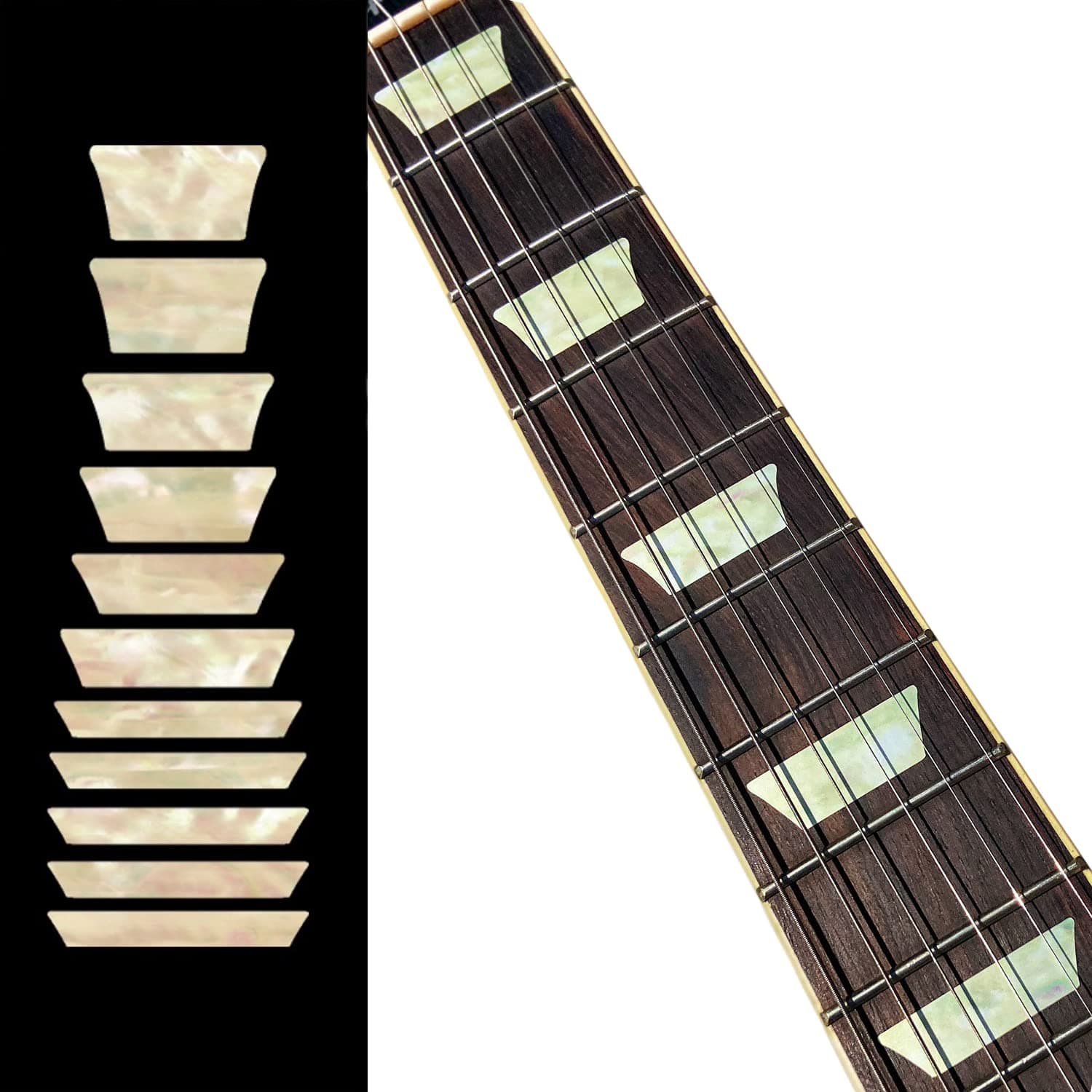 Inlaystickers Inlay Sticker F-006DT-AW Fret Markers for Guitars & Bass - Dish/Trapezoid Les Paul Style Fret Markers - Aged White Pearl