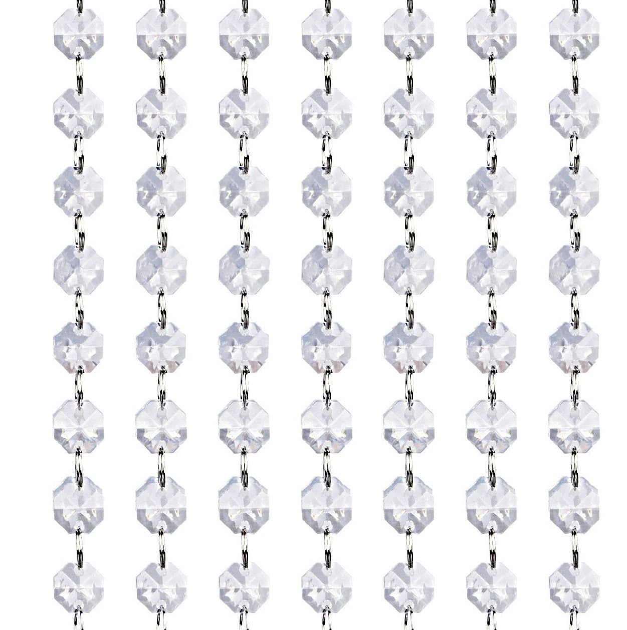 16 Feet Acrylic Crystal Gems Bead Garland Strands,Hanging Clear 14mm Daimond Beads Chain Garlands for Manzanita Tree Centerpiece, Chandelier Bead Lamp Chain, Christmas Wedding Party Deco