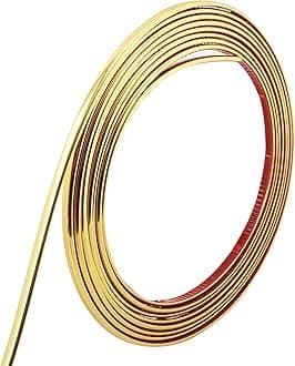 65.6ft Shiny Gold Peel and Stick Molding Trim, Flexible Mirror Wall Ceiling Floor Cabinet Tile Edge Moulding