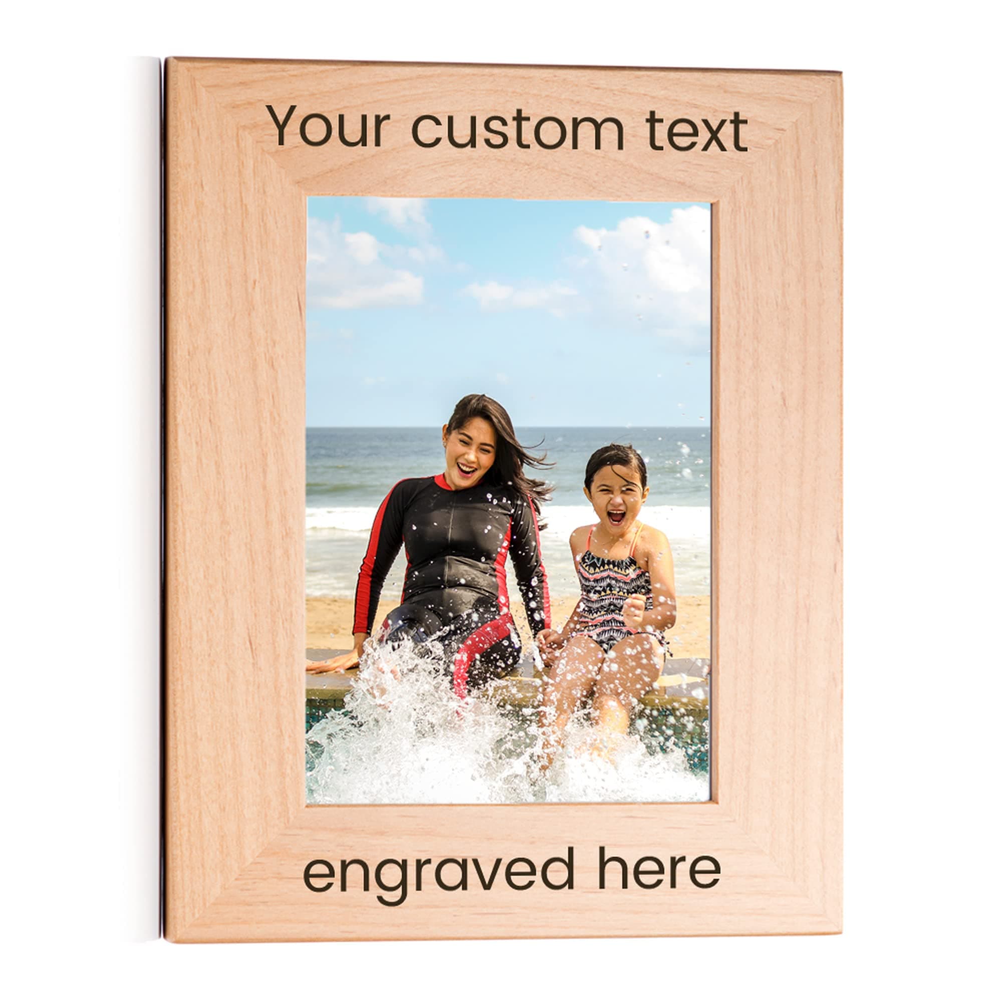 Create Your Own Personalized Picture Frame: Engraved Custom Wood Photo Frame, Customizable Gift for Wedding, Anniversary, Birthday (5x7 Inch Portrait)