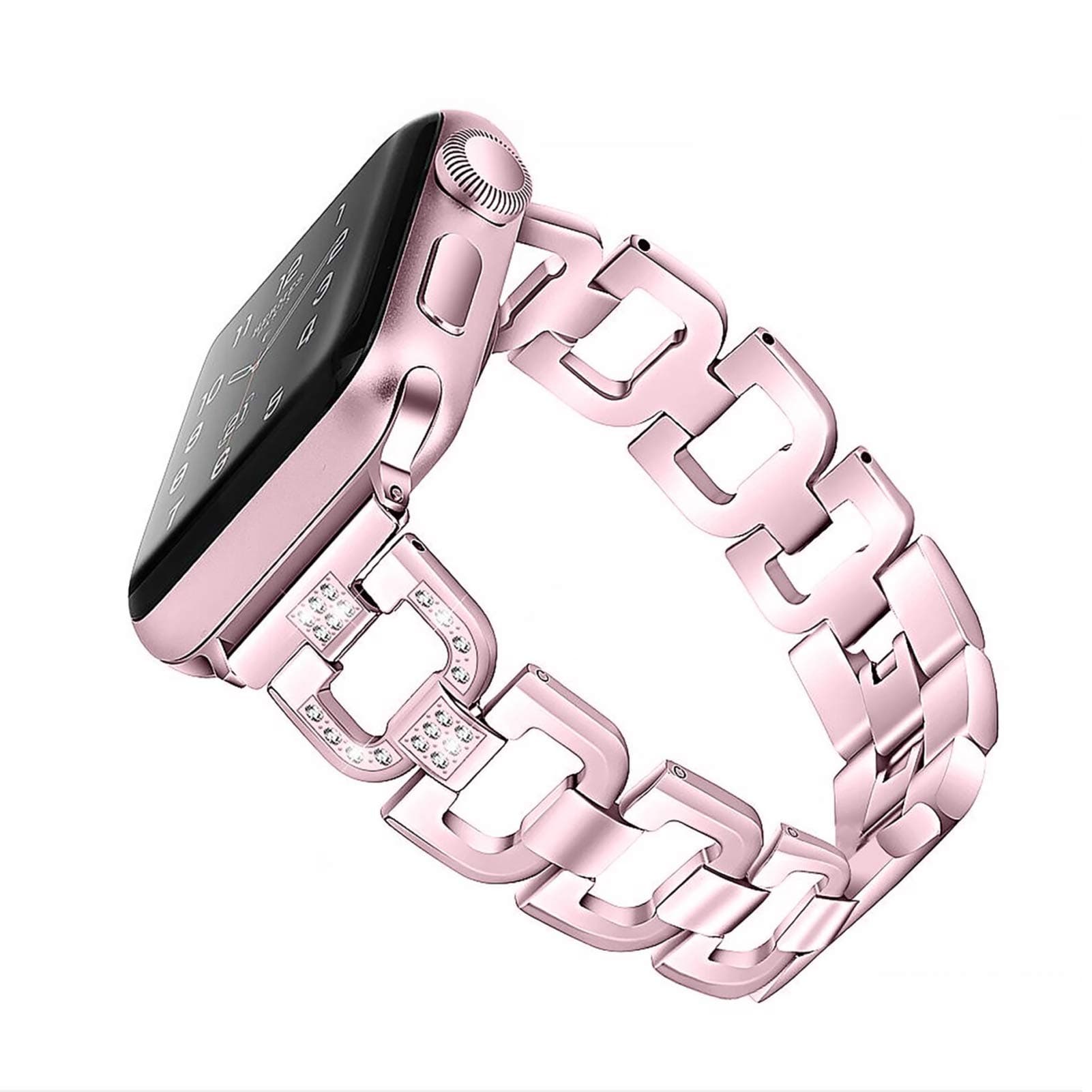 OULUCCI Compatible with Apple Watch Band 38mm 40mm 41mm iWatch Series 7, Series 6, SE, Series 5, Series 4, Series 3, Series 2, Series 1, Stainless Steel Metal Wristband Strap with Diamond Women Girls