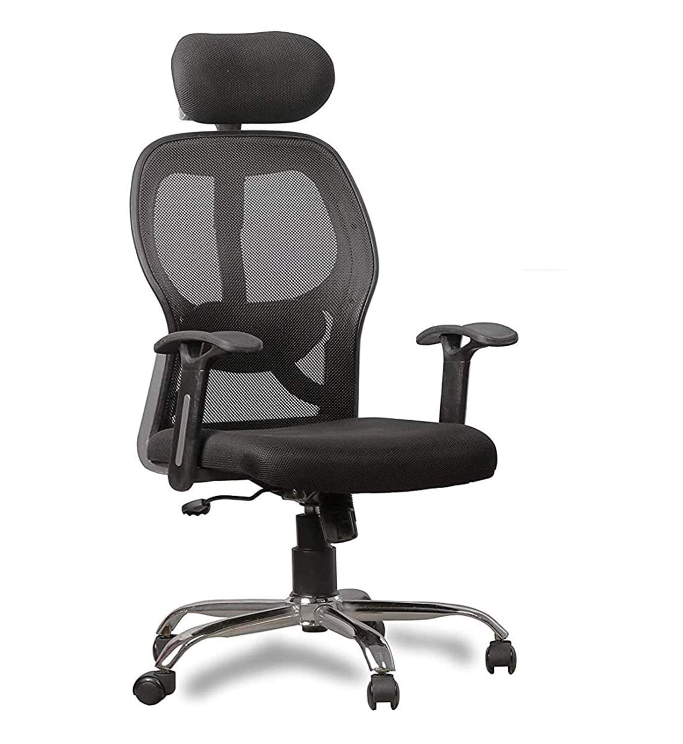 SEAT CHACHA Matrix High Back Executive Home Office Chair (Black mesh Fabric and Silver Finish Metal Base and armrest)