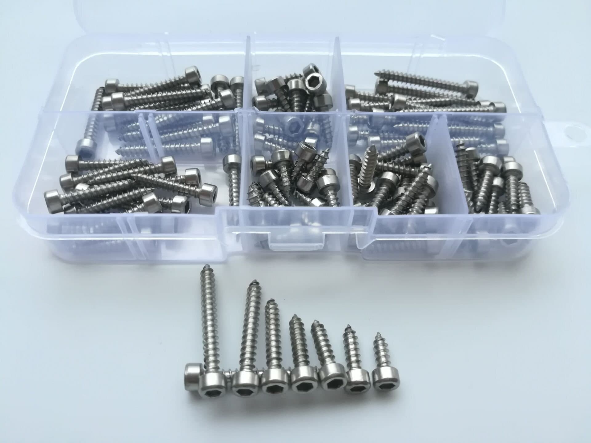 105pcs M3.5 Allen Self Tapping Screws Stainless Steel Hex Socket Cap Head Self-Attack Bolts Smooth Cup Drilling Screw Bolt Kits 10mm-30mm Length