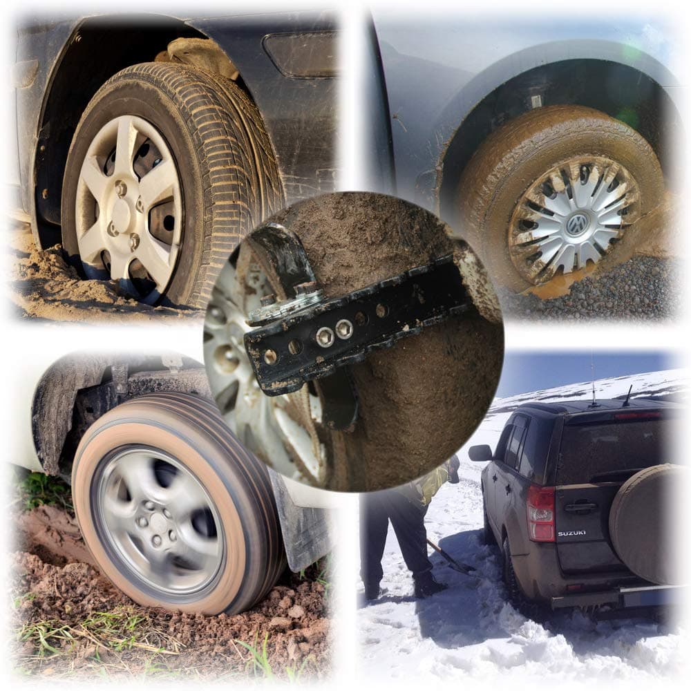 EZUNSTUCK Car Tire Anti-Skid Tool - RWD/AWD/4x4 SUV, Trucks, Pickup - EZ-S02LX Ultimate Get Unstuck Solution for Mud, Sand, Snow, Off-Road - Better Than Traction Mat, Recovery Tow Strap - Large/Single