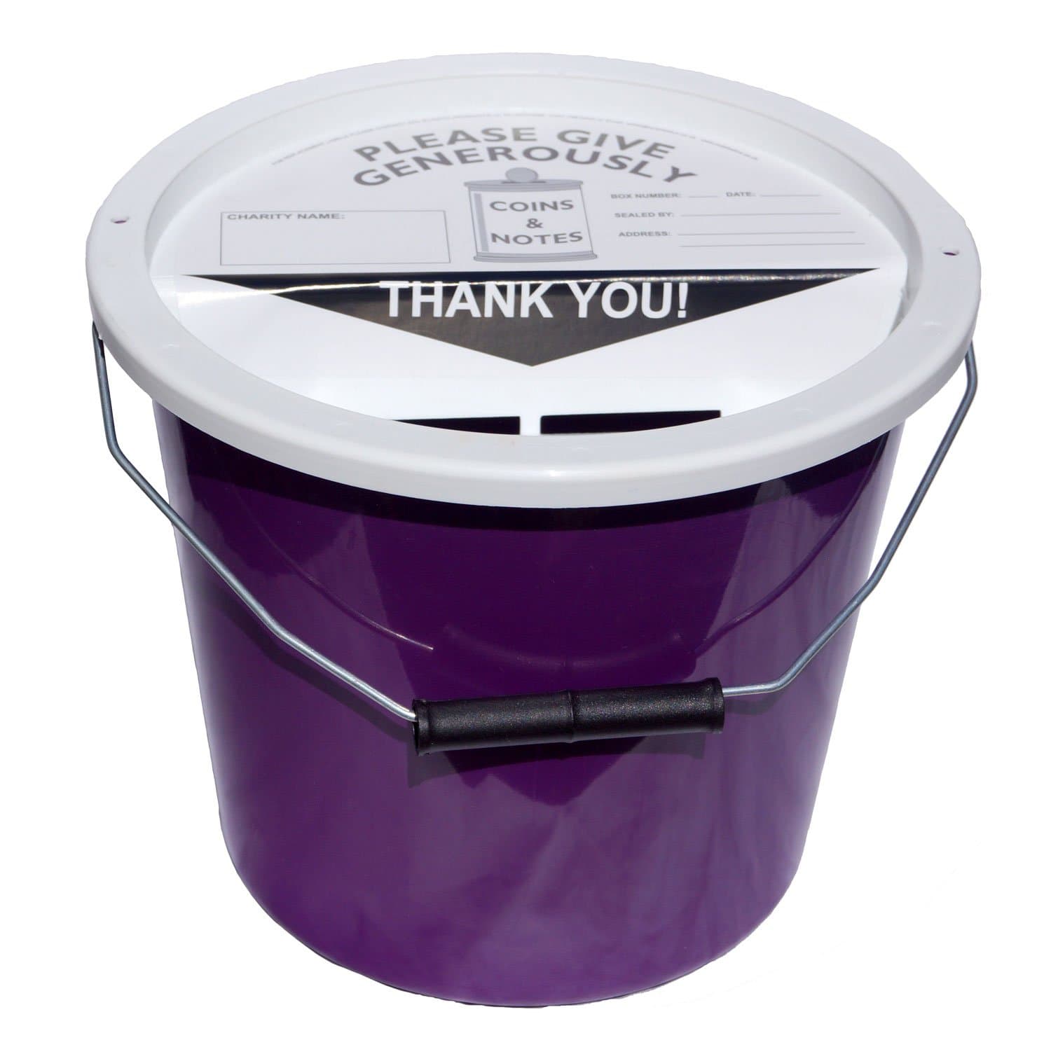 PDK Charnwood Charity Money Collection Bucket With Lid (5.7 Litres) - Purple