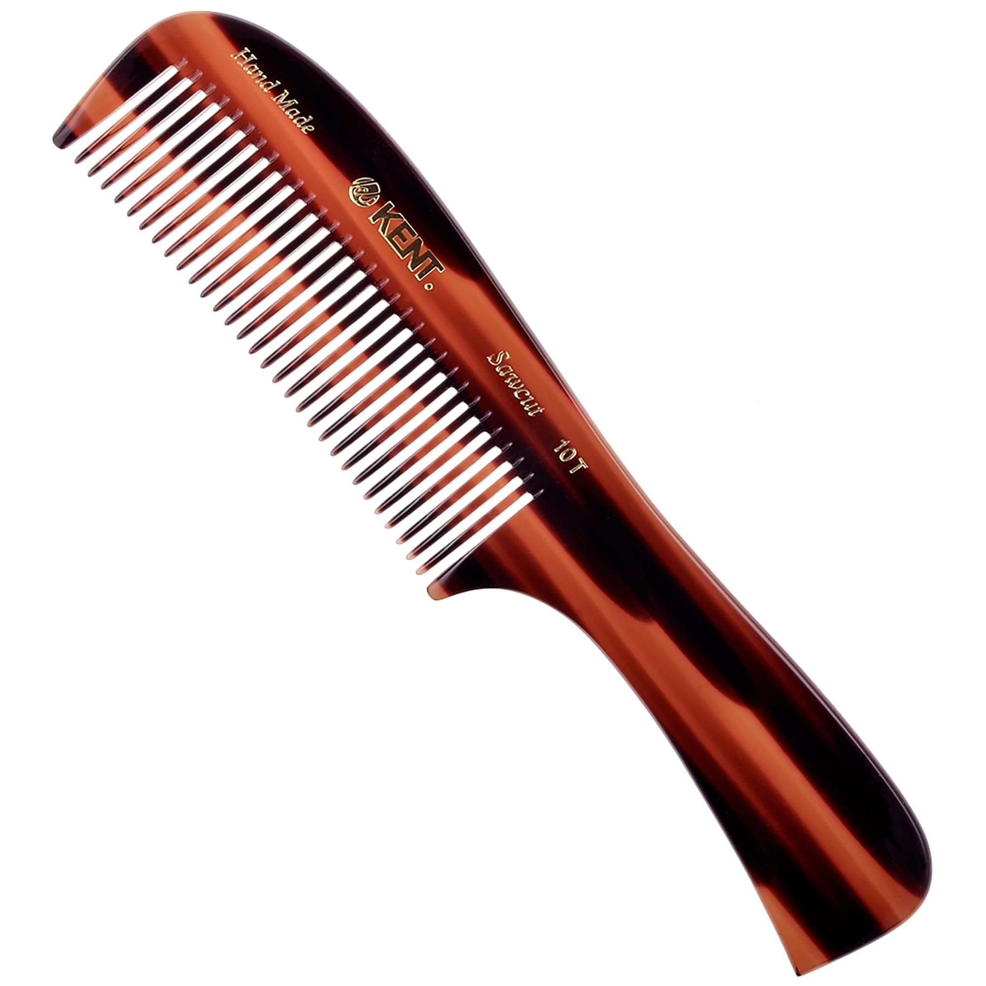 Kent 10T Large Detangler Comb, Handmade Wide Tooth Comb for Curly Hair, Detangling Combs For Wet and Dry Hair, Combs for Thick Hair, Saw-Cut and Hand Polished Made in England