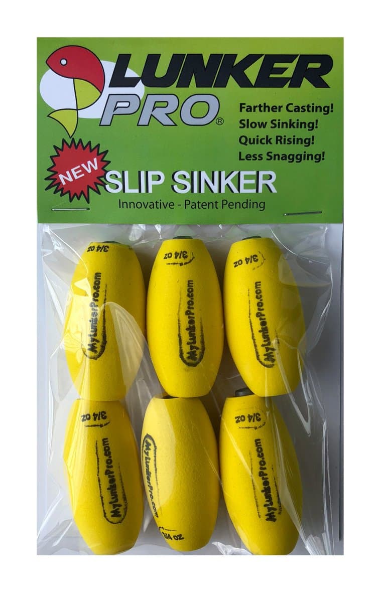 LUNKER PRO Fatboy Slip Sinker Fishing Weight - 6 Pk. Slow Sinking - More Versatile Than Bullet Weights or Egg Sinkers! Great for Crawler Harness, Carolina Rigs and Bottom Bouncer. 3/4 oz Each