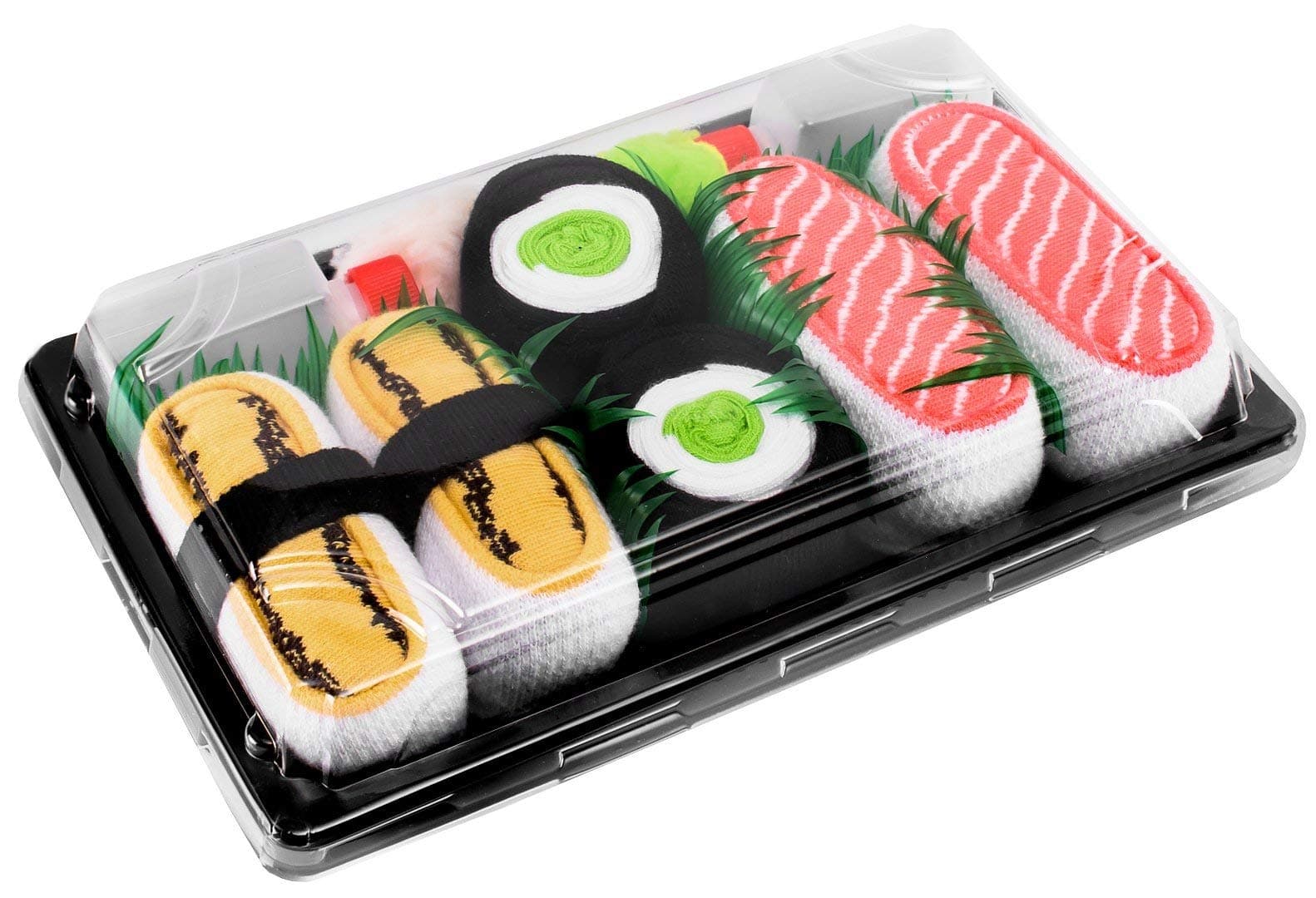 SUSHI SOCKS BOX - 3 pairs Tamago Salmon Cucumber Maki - Funny GIFT! Original Pattern, COTTON RICH Socks
