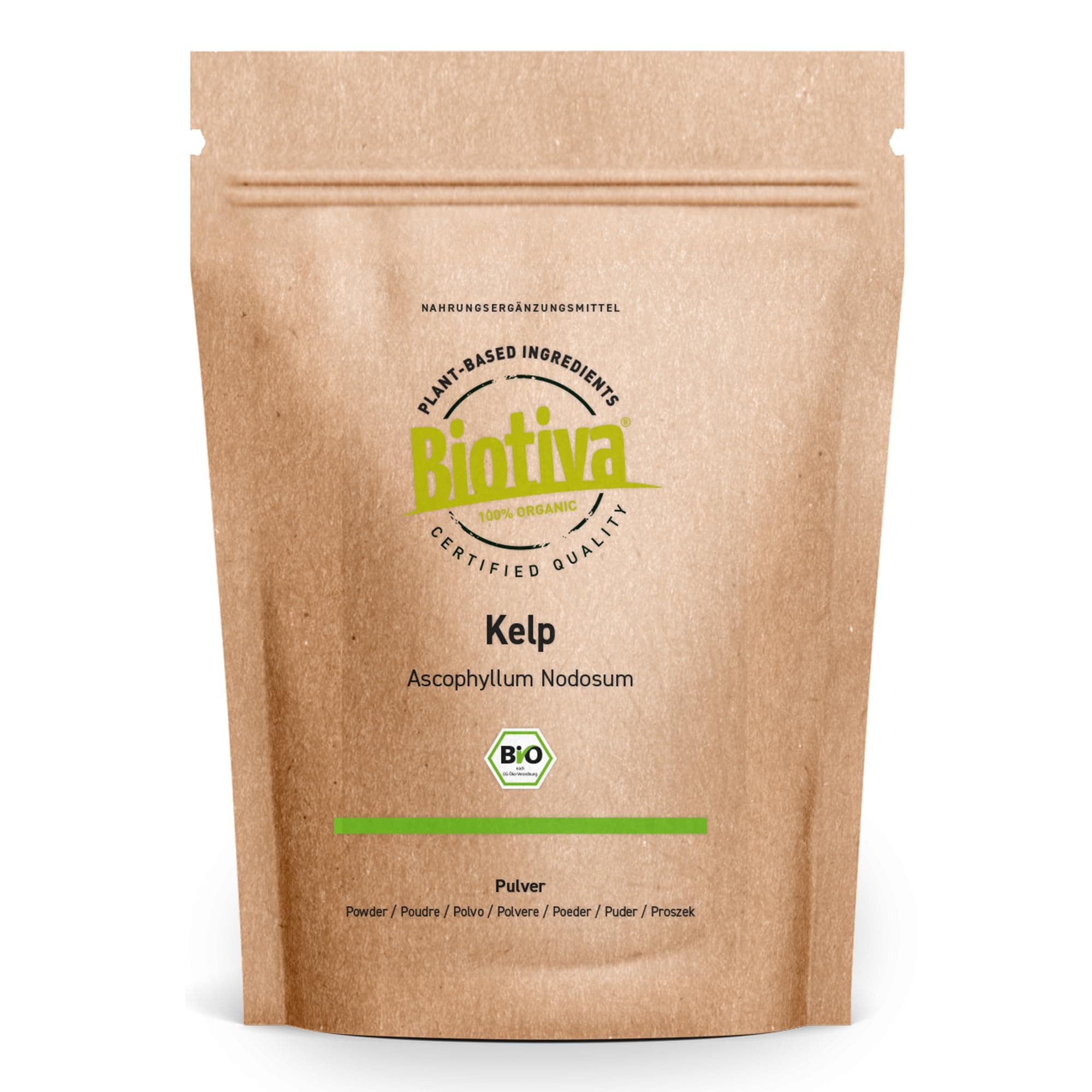 Kelp Powder Organic high dose - 200g - Natural Iodine - Kelp Algae - 100% Vegan - Without Filling or Separating Agents - Packed in Germany (DE-ECO-005)