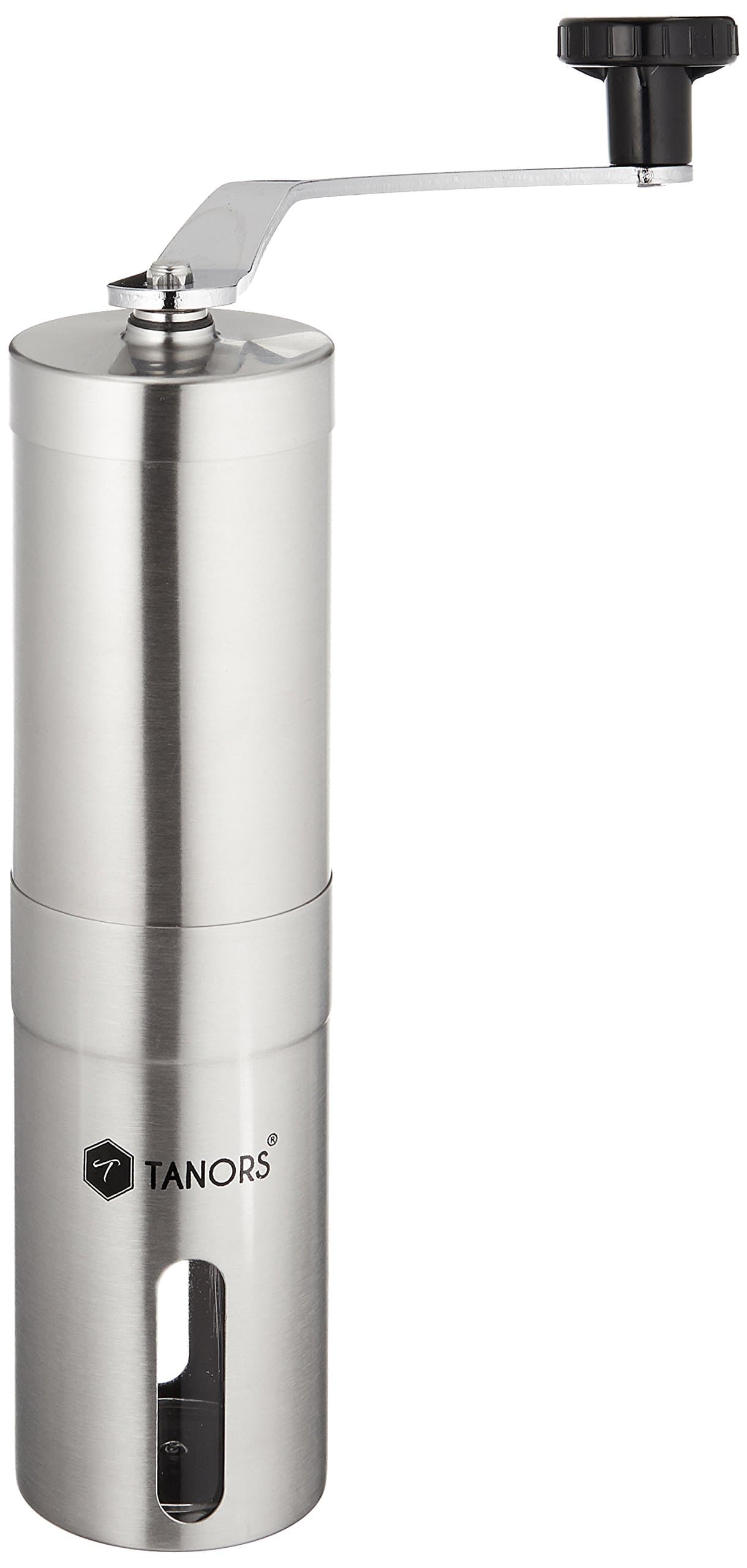 Ceramic Burr manual Coffee Grinder with Water Resistant Travel Bag and Cleaning Brush, Stainless Steel