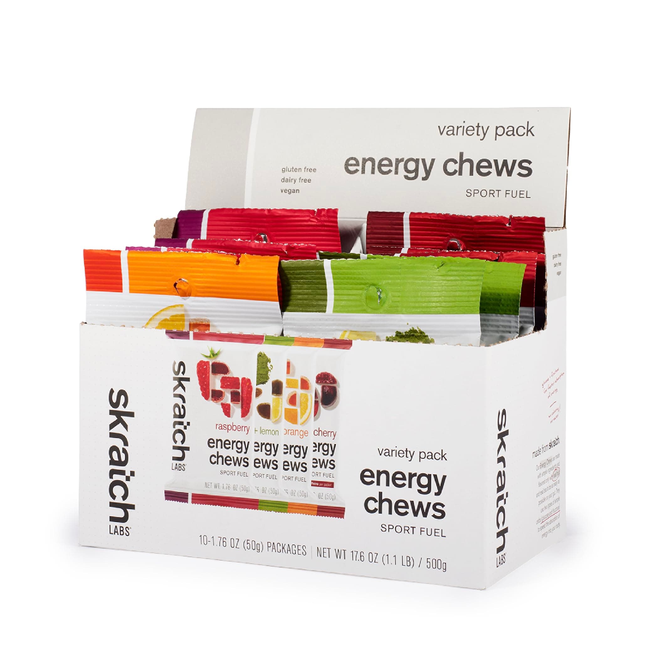 Skratch Labs Energy Chews | Energy Gummies for Running, Cycling, and Sports Preformance | Energy Gel Alternative | Variety Pack (10 Pack) | Gluten Free, Vegan