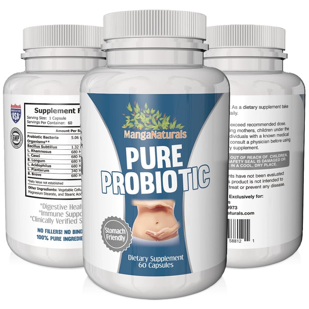 Pure Probiotics Supplement for Men & Women with Most potent Formula (60 capsules - 1 bottle)
