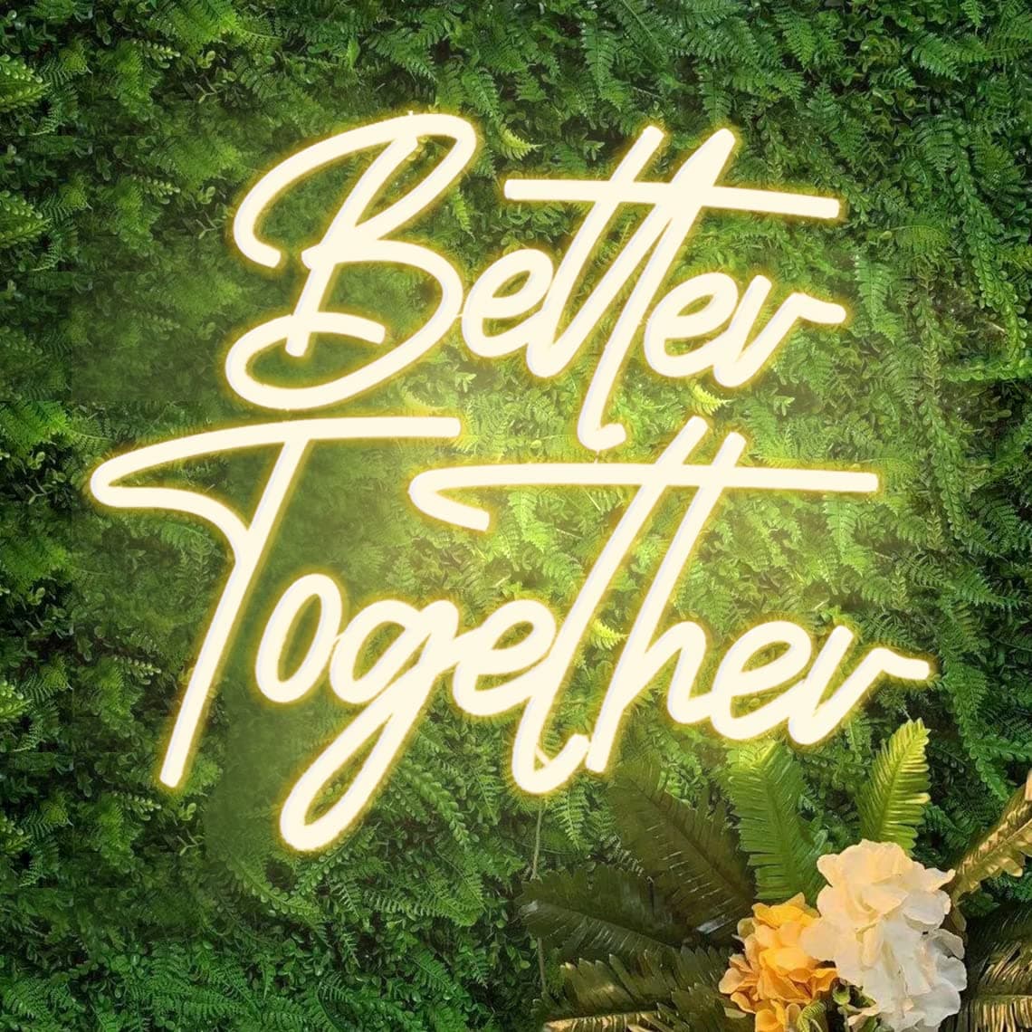 Better Together Neon signs Warm White Led Neon Wedding Sign Lights For Bridal Shower Wall Decoration Engagement Anniversary Party With Dimmable Switch 5V USB Powered(14.6 * 13inches)