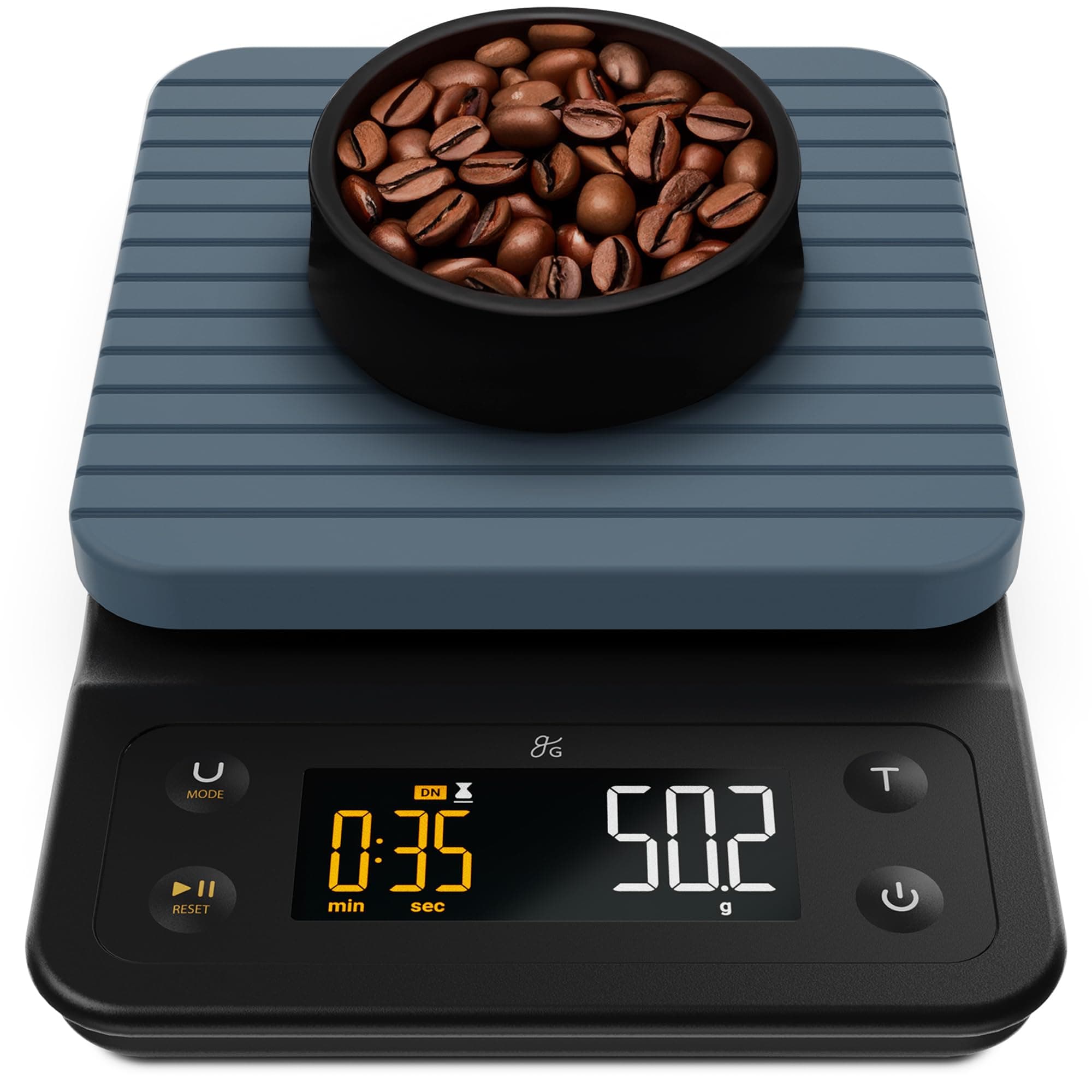 Digital Accurate Coffee Scale for Pour-Over Maker, with Timer for Great French Press and General Kitchen Use, Designed in St. Louis, (Stone Blue)