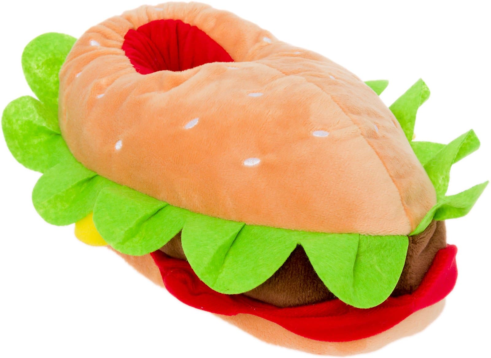 Funziez! Hamburger Slippers - Plush Cheeseburger Slippers Novelty House Shoe