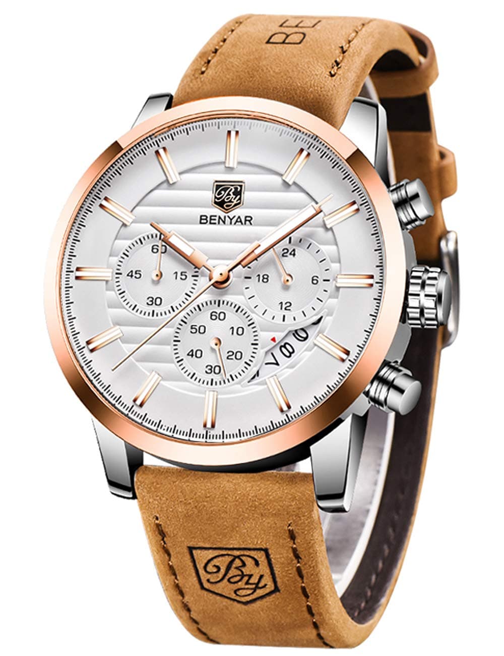 Herrenuhr Mode Quarzwerk Armbanduhr Analog Chronograph Business Wasserdicht und Kratzfest Edelstahlarmband Freizeit Sportuhren fr Herren