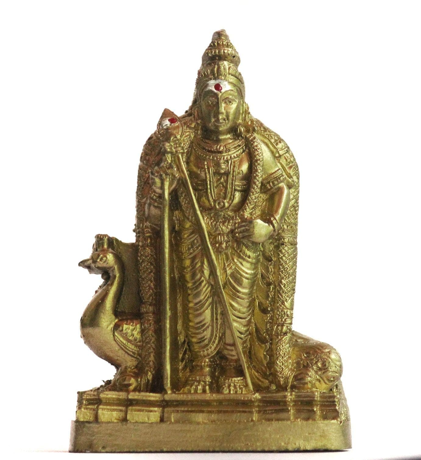 Brahma Crafts Idol of Lord Kumaraswamy/Murugan Karthikeya Subrahmanya Swamy in polymarble - 9.5 cm Height(Golden Color)