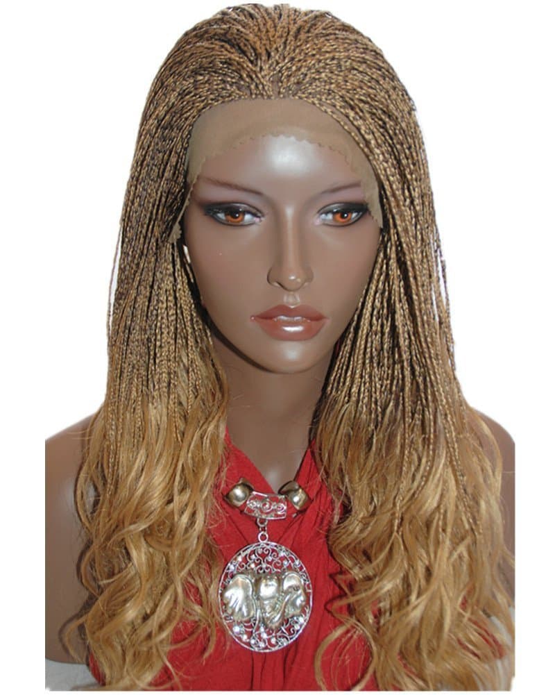 Best-Selling Braided Lace Front Wig Micro Braids Color 27/4 Heat Resistant Wigs (18 inch, color #27/4)