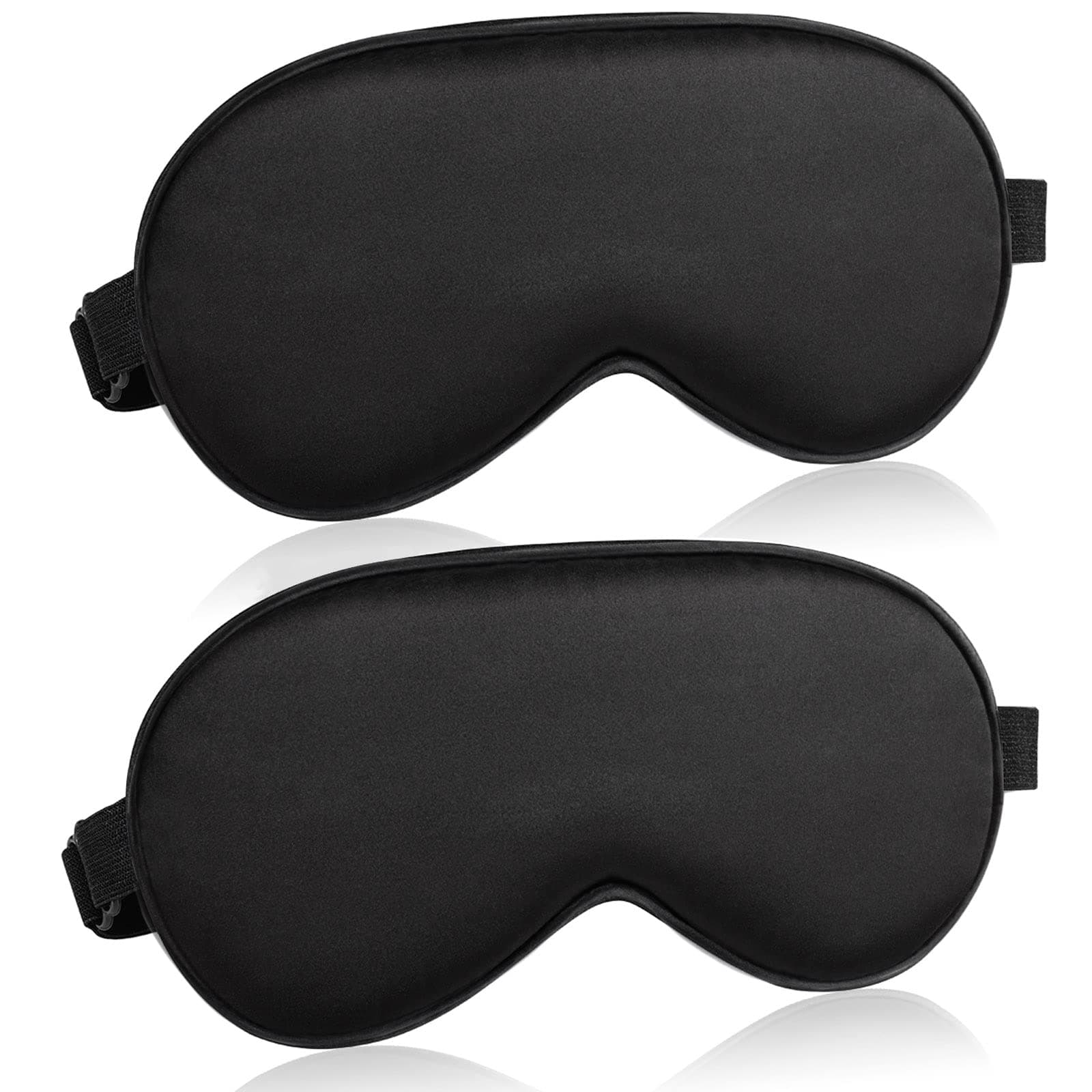 Sleep Mask for Women and Men 2 Pcs Eye Mask for Sleeping Adjustable Strap Blackout Silk Sleep Eye Masks Soft Eye Covers Blindfolds Black 2 Pack