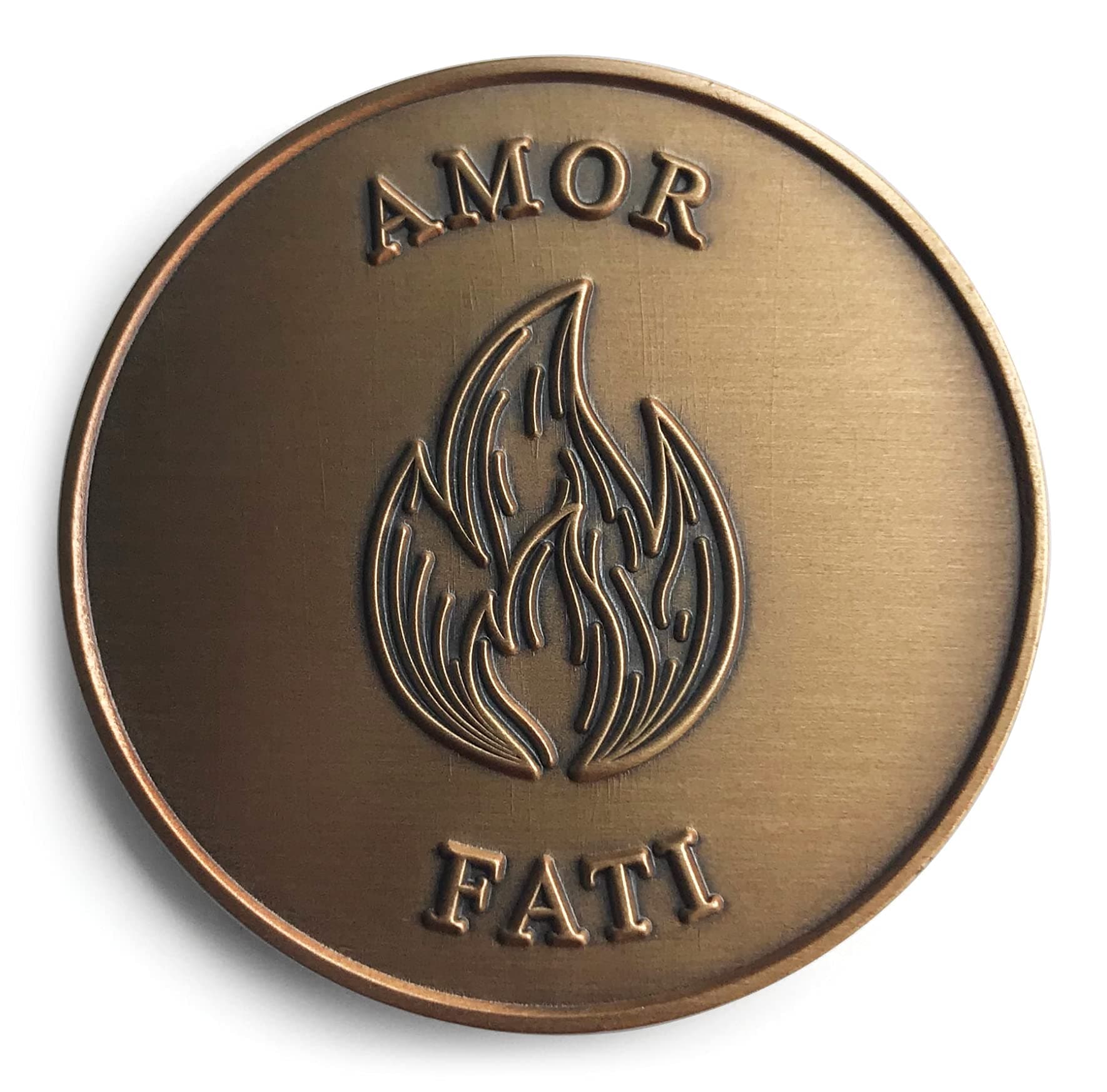 STOIC STORE UK Amor Fati Coin For Daily Stoic Practice And Journaling, Marcus Aurelius Stoic Coin, Brass EDC Challenge Coin, Stoic Medallion Philosophy Gifts, Antique Brass Reminders