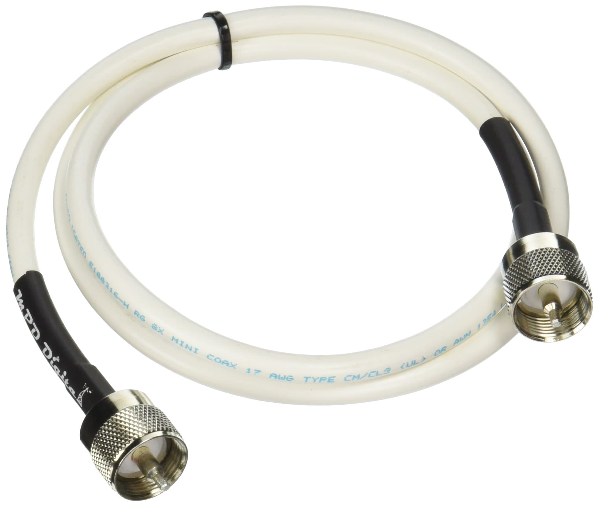 VHF Marine Radio Antenna Cable RF CB and AIS Mini-8 with PL-259 RG8x-W-PL259-15ft MPD Digital Made in The U.S.A. 15 Feet