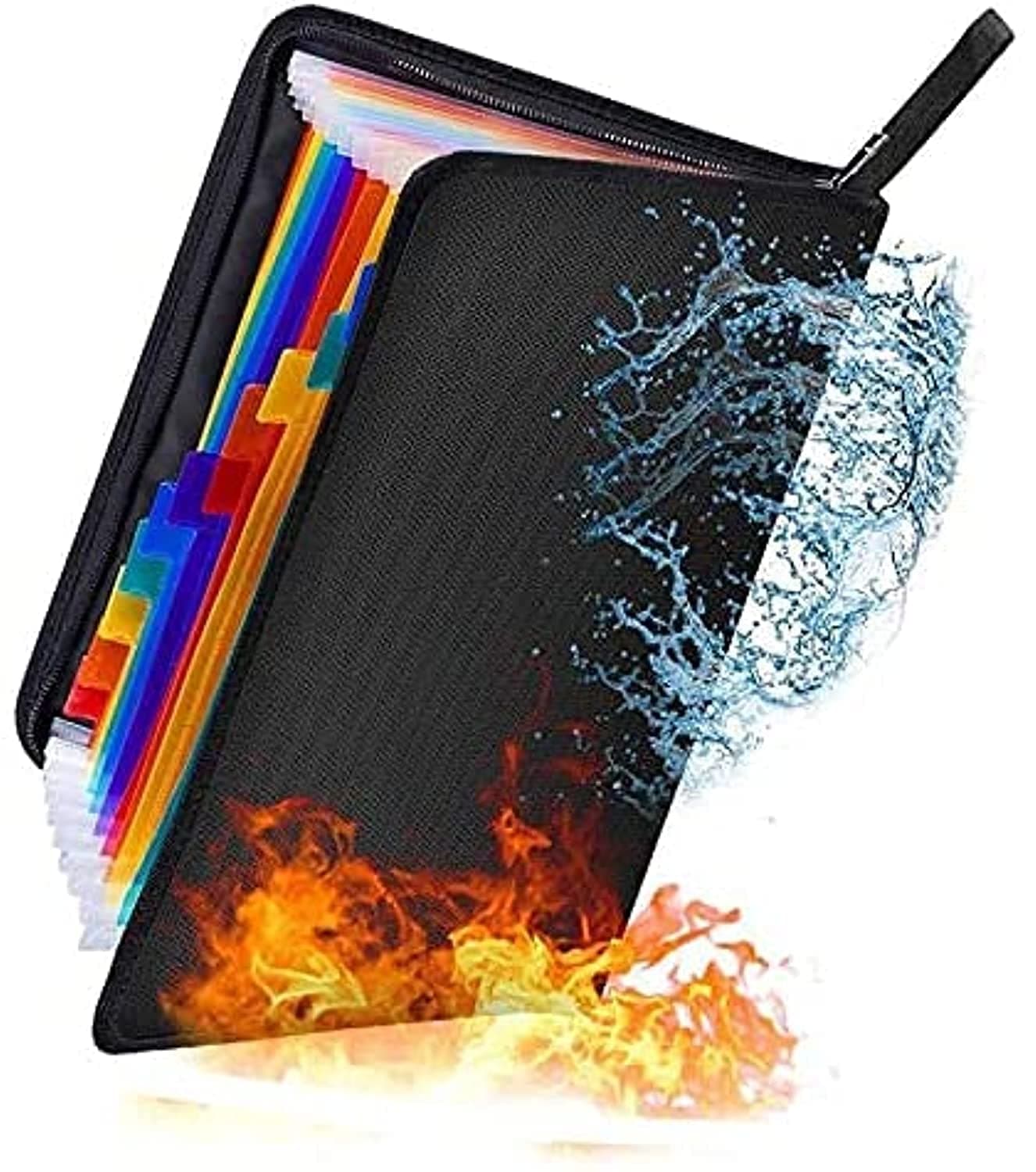 Fireproof Waterproof Potable Expanding File Folder Storage Important Documents Protection Bag -12 Pocket- Fireproof Pouch