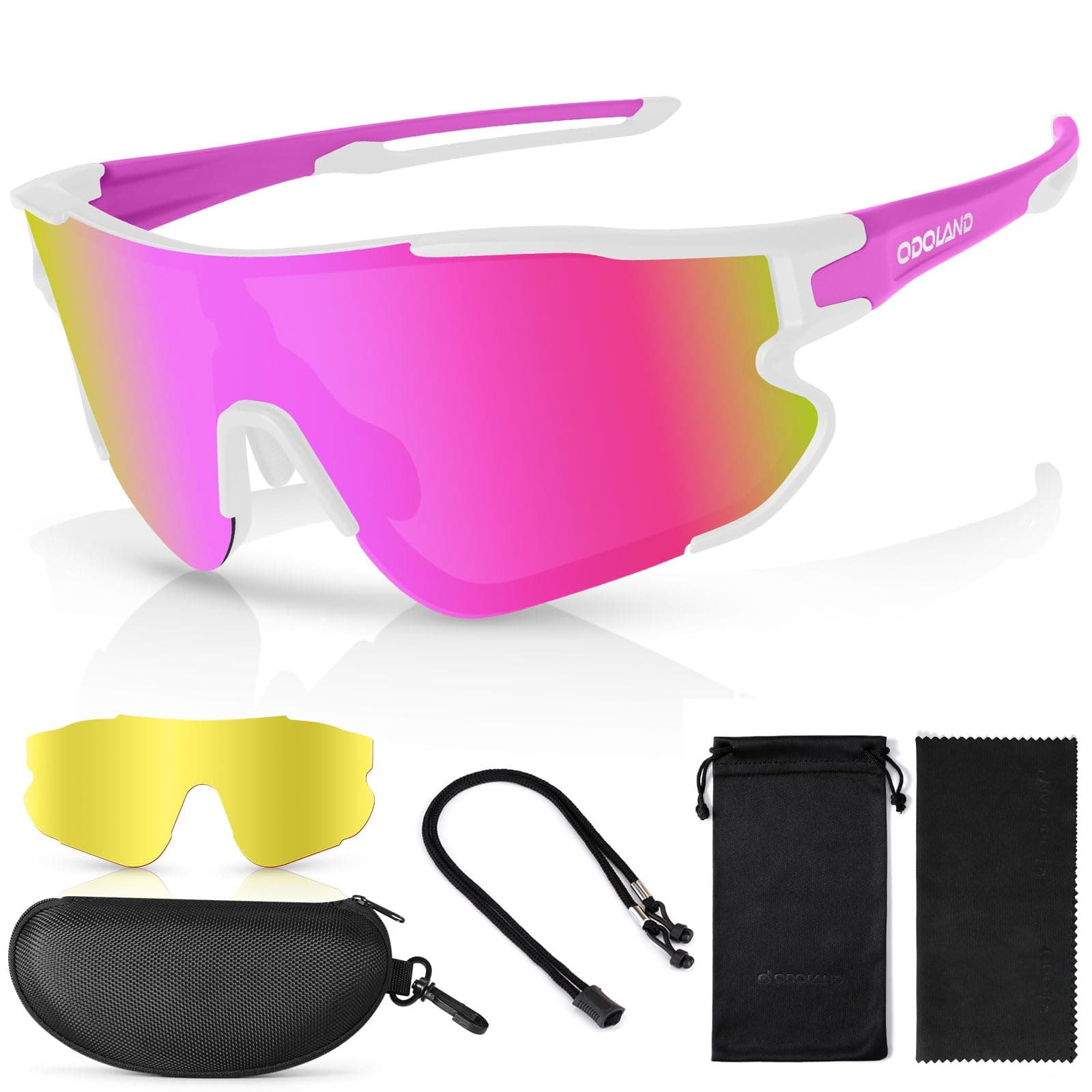 Odoland Polarized Cycling Glasses Sports Sunglasses,Interchangeable Lense,UV400 Baseball MTB Sports Glasses for Men Women