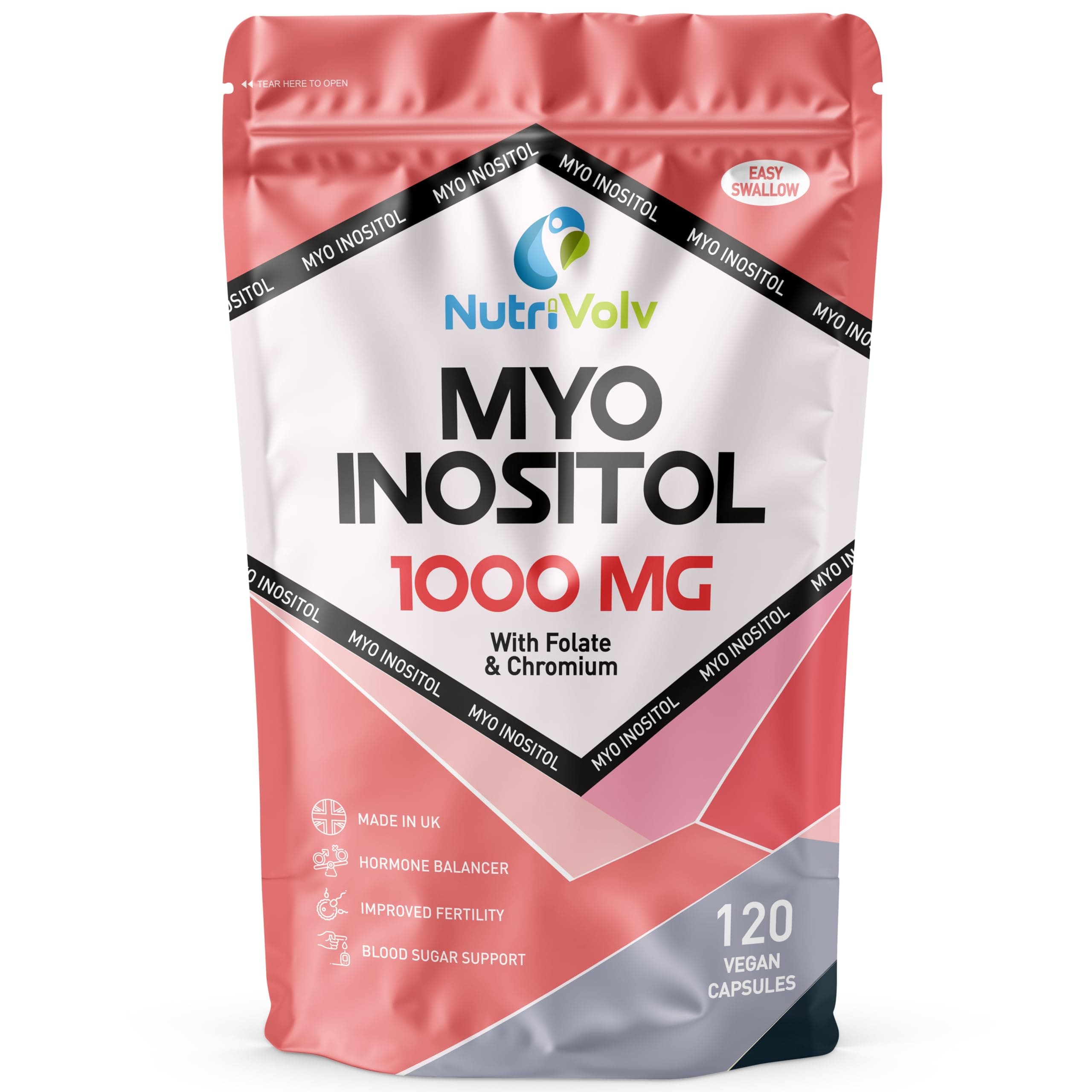 Myo Inositol 1000mg with Folate & Chromium | 120 Capsules | Hormone Balancer
